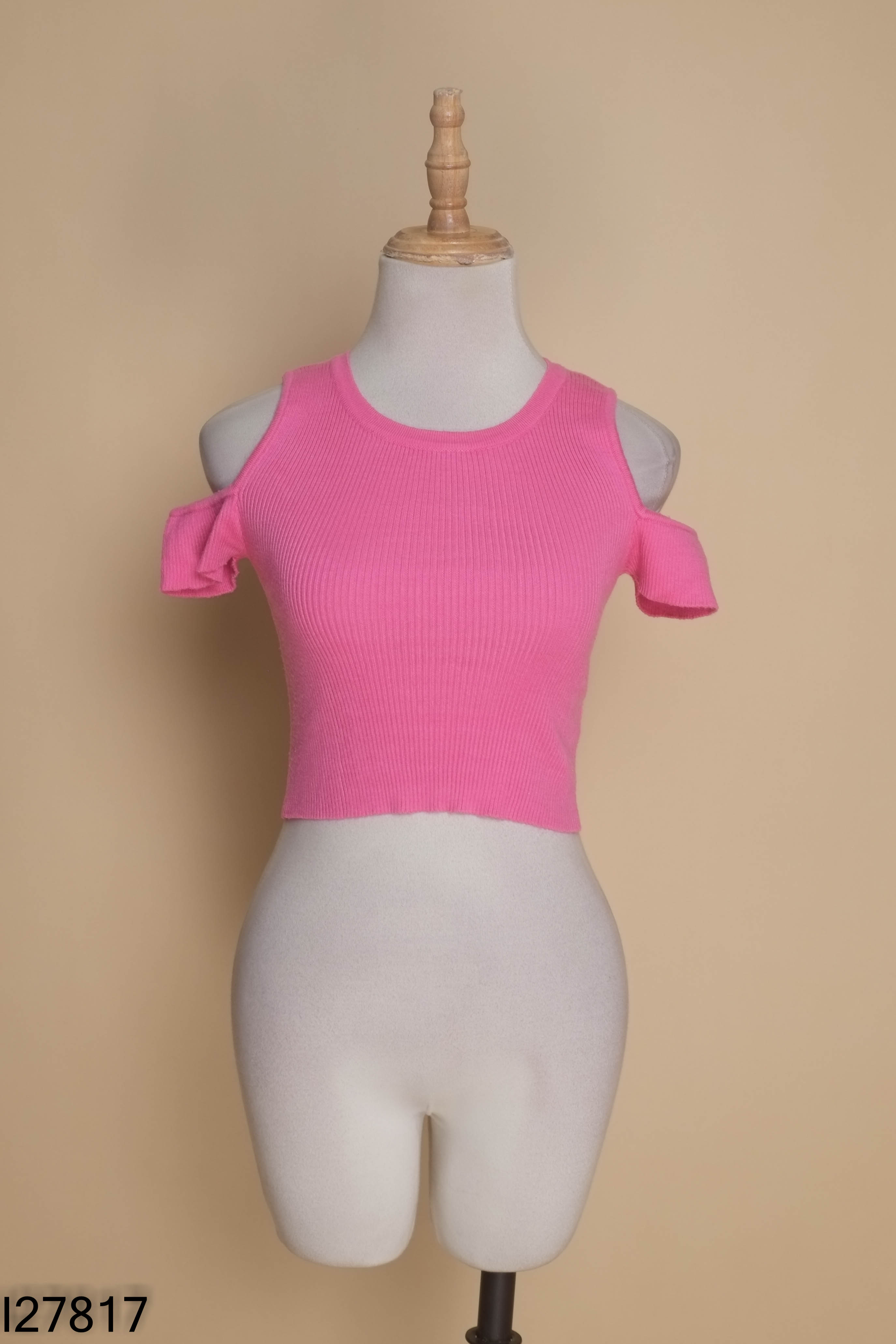 Áo babytee len hồng TINGOAN hở vai