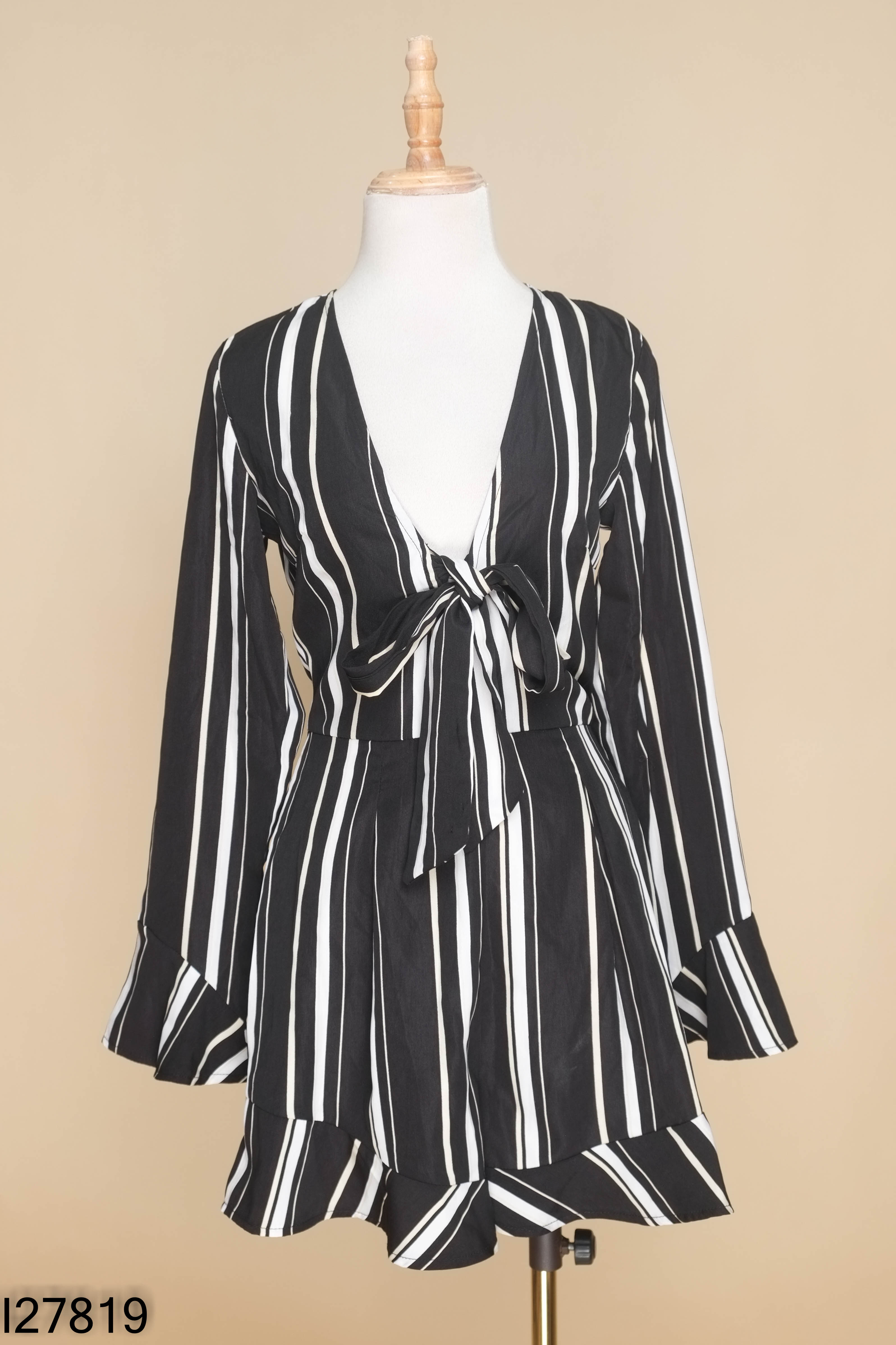 Váy đen kẻ cổ buộc PARISIAN
