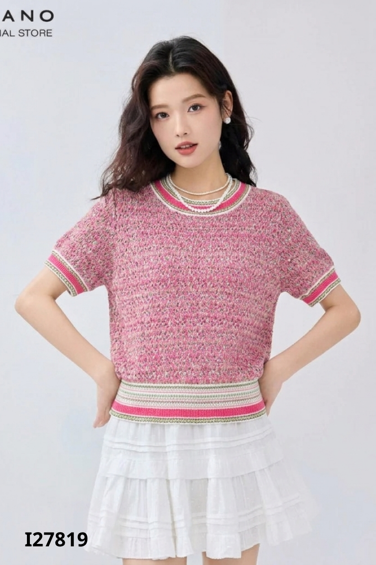 Áo len hồng ngắn tay nhiều màu