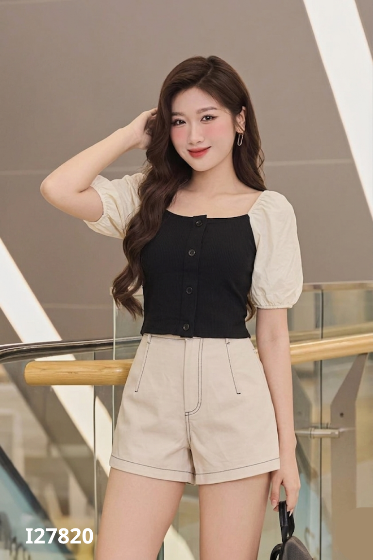 Set đen tay bồng+quần