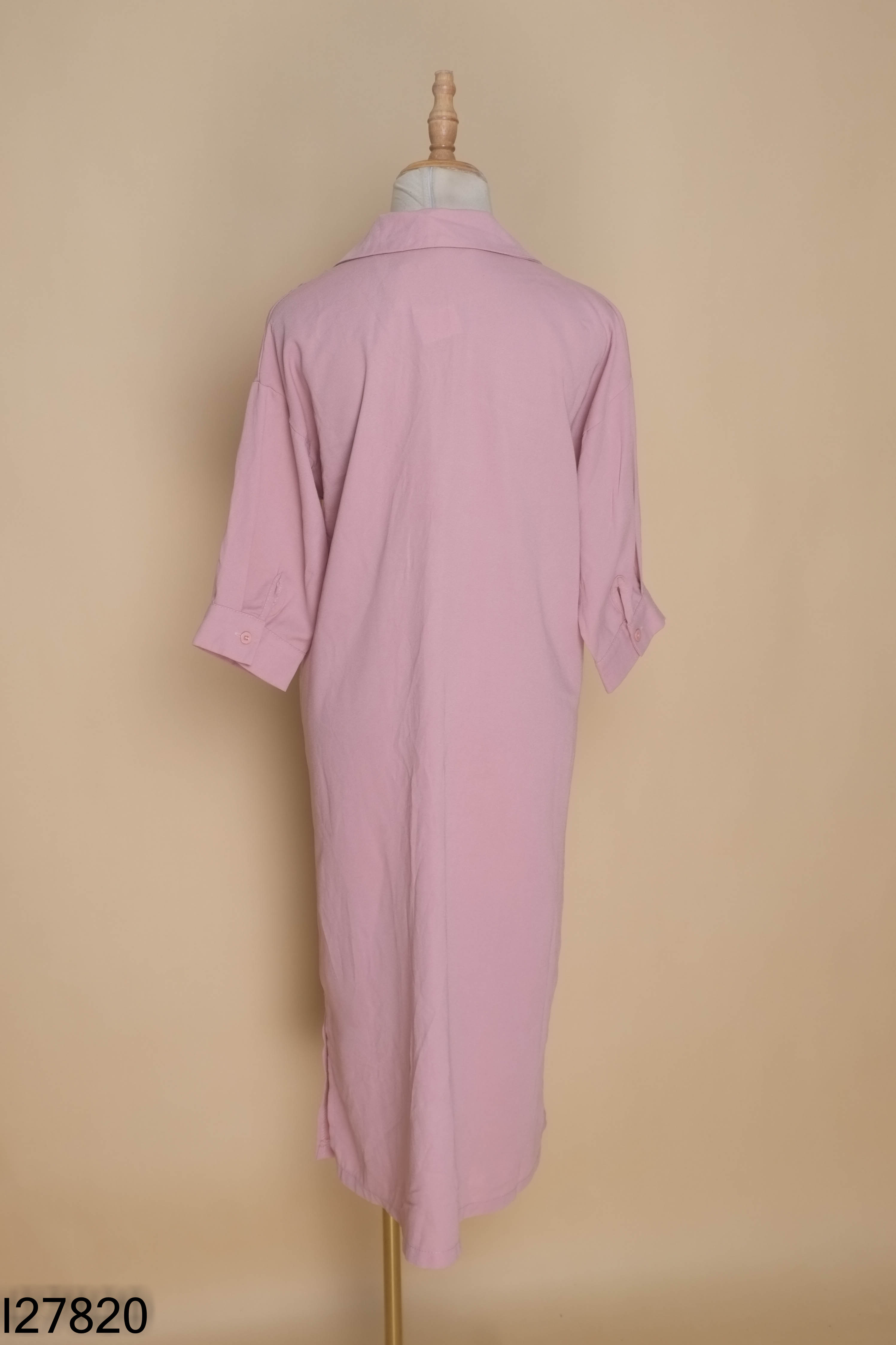 Váy cổ sơ mi hồng suông COCOBLANC