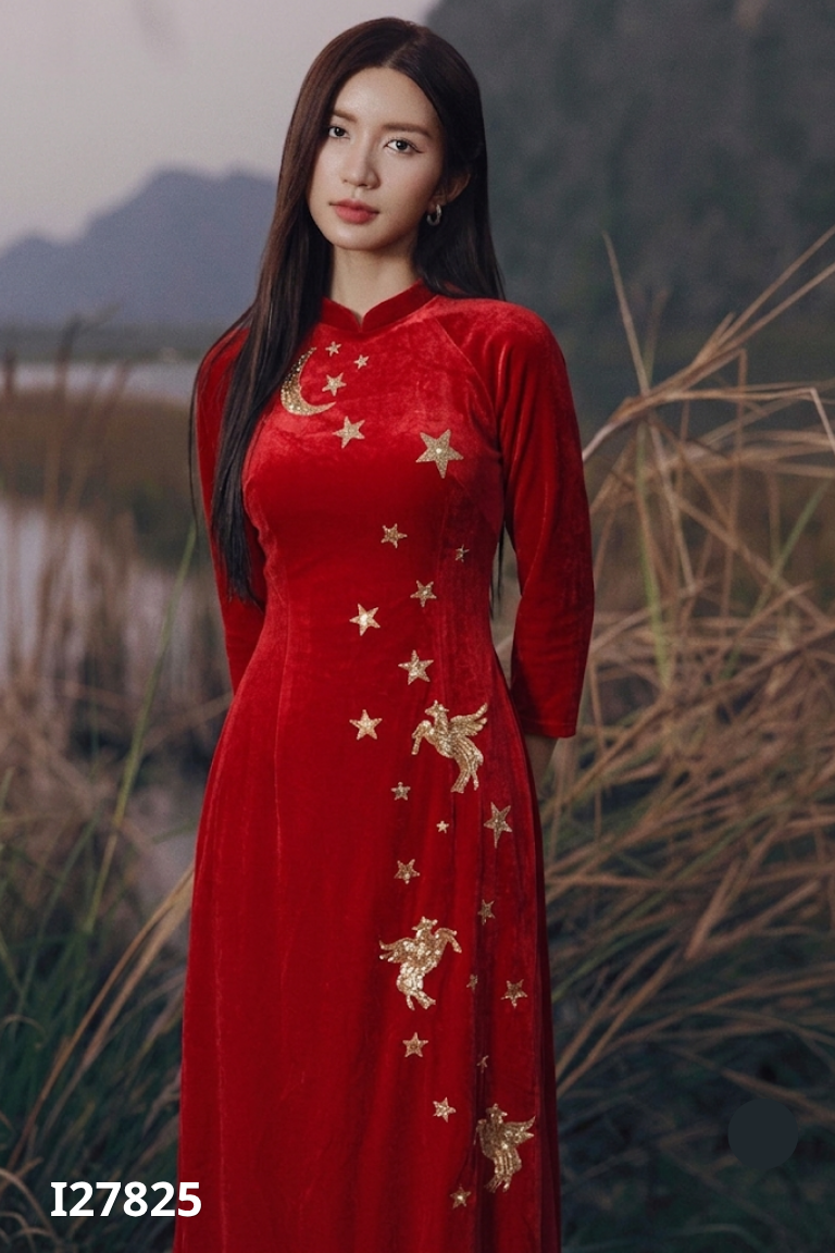 Áo dài KENGIN DESIGN đỏ nhung kim tuyến