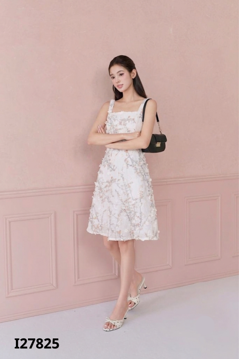 Váy 2 dây hồng mix hoa