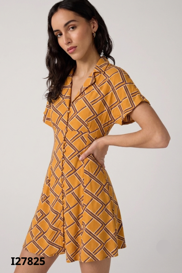 Váy FOREVER 21 nâu cam kẻ đen