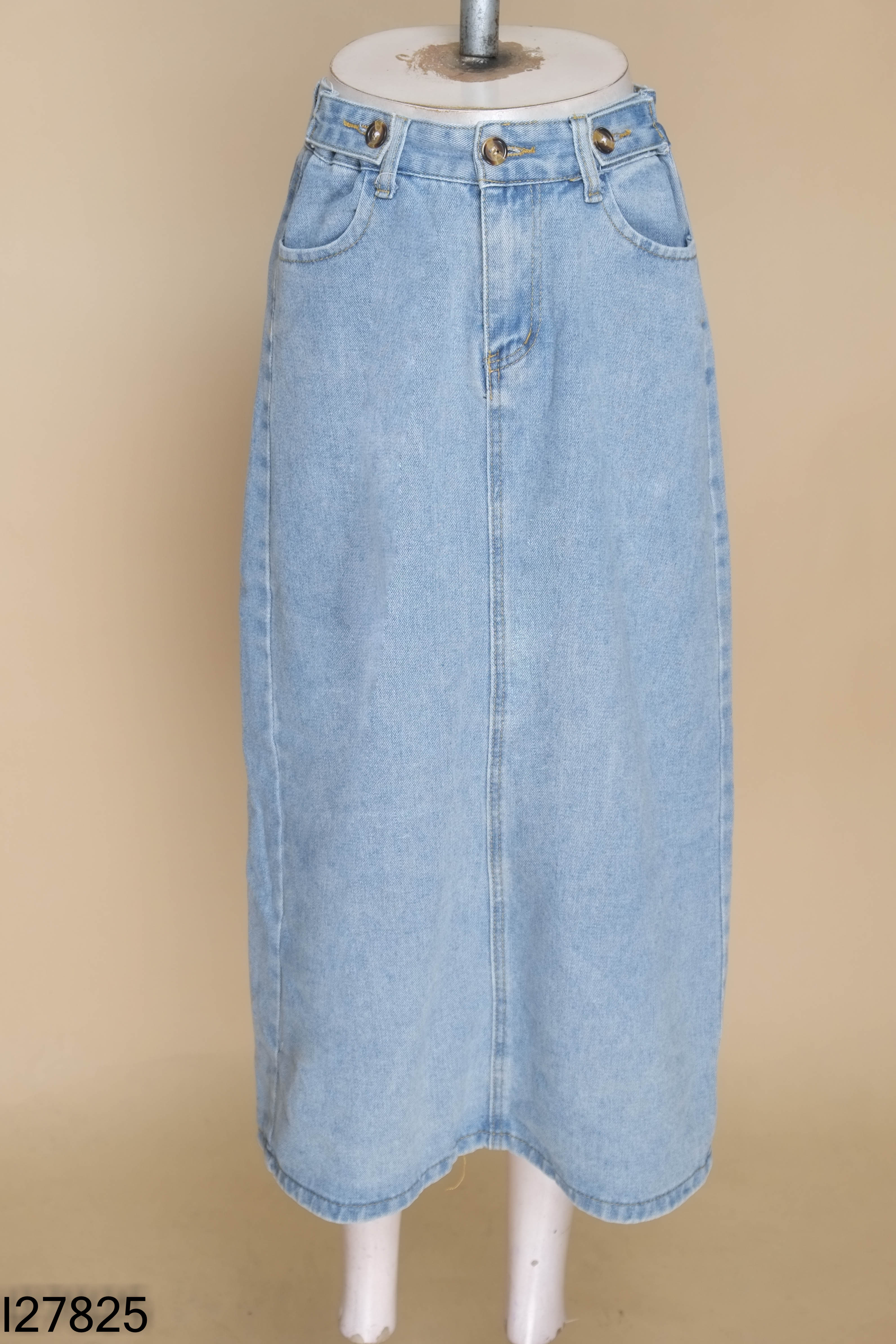 Chân váy jeans xanh dáng dài