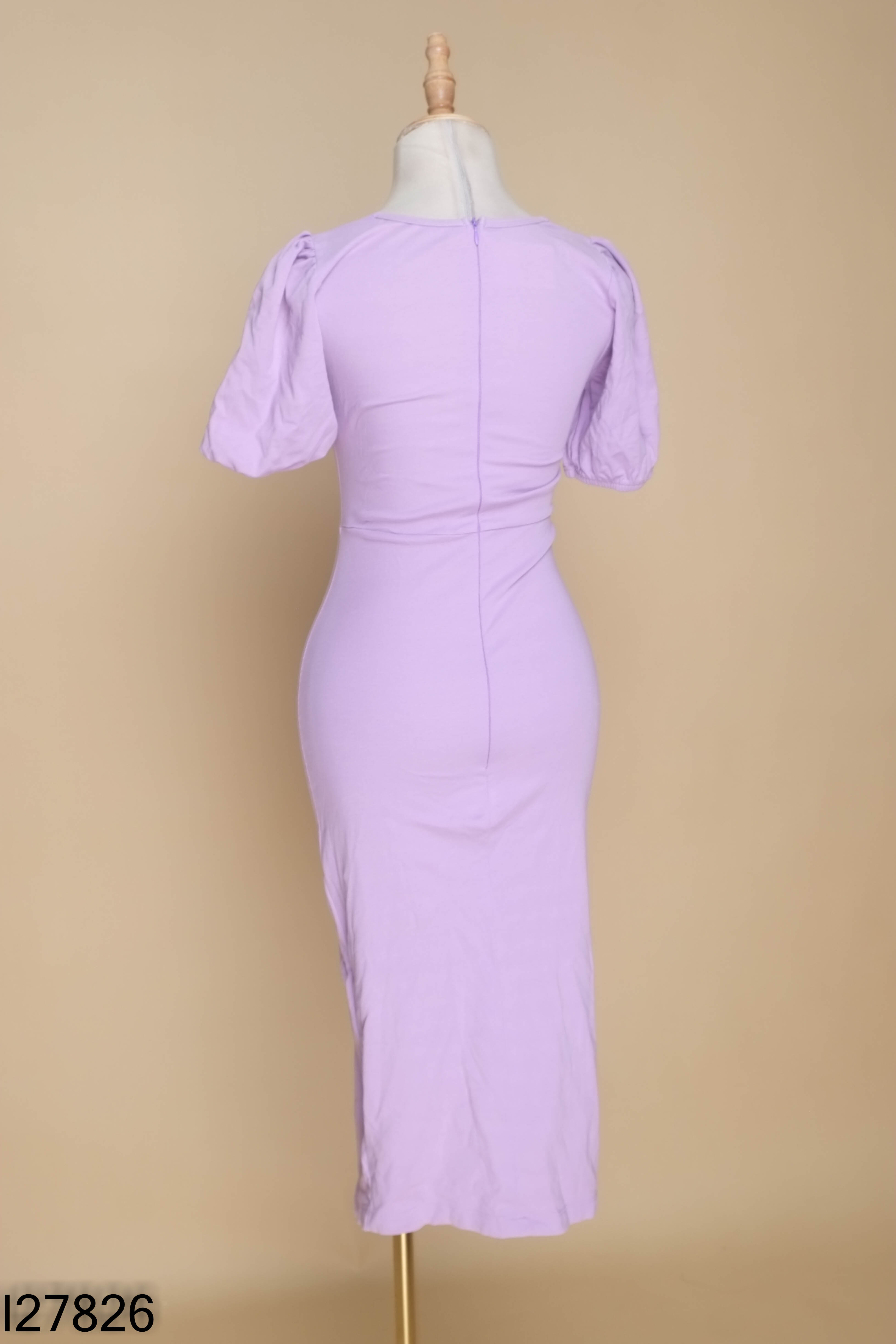 Váy tím rúm ngực xẻ tà