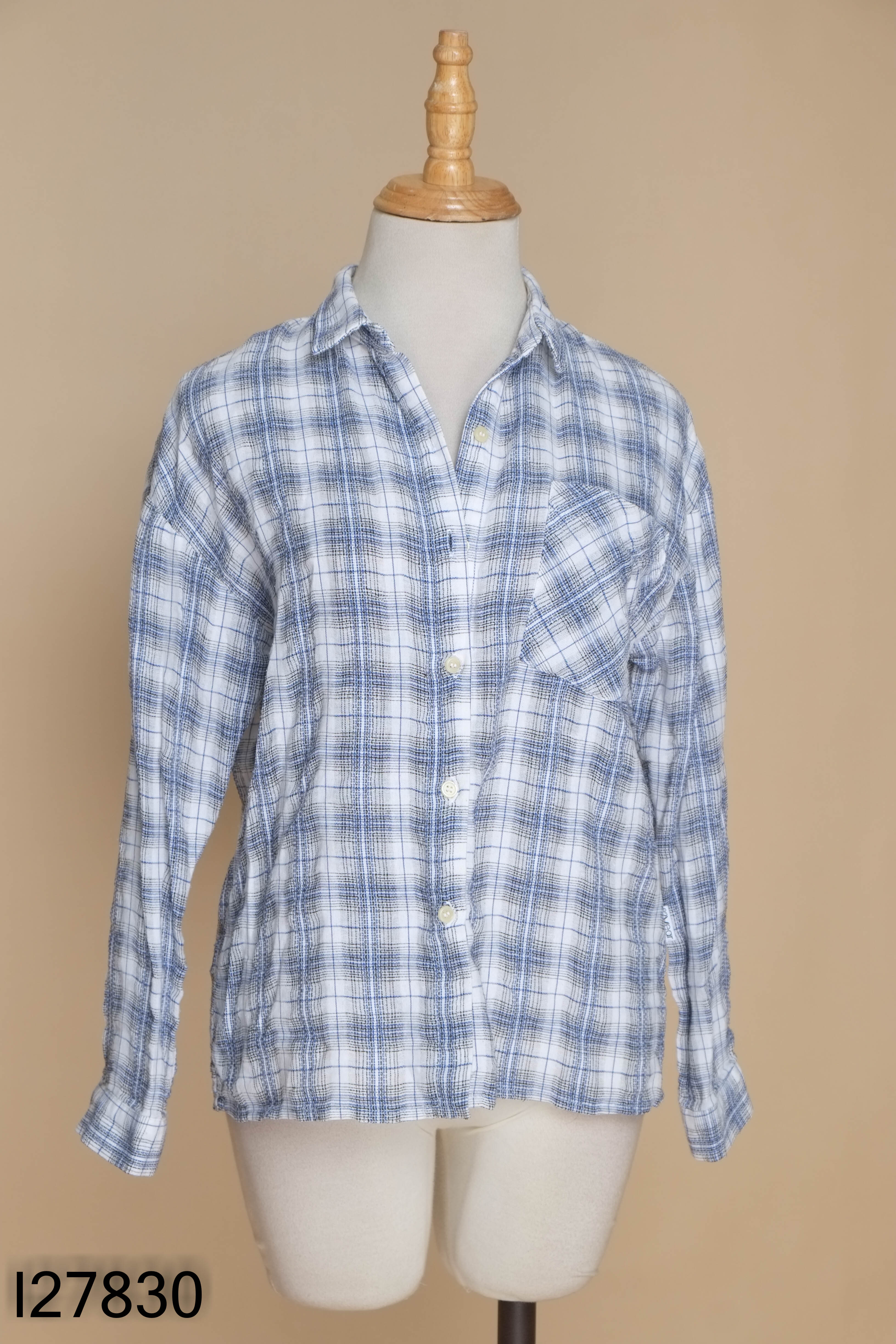 Áo sơ mi trắng kẻ xanh 92WEAR