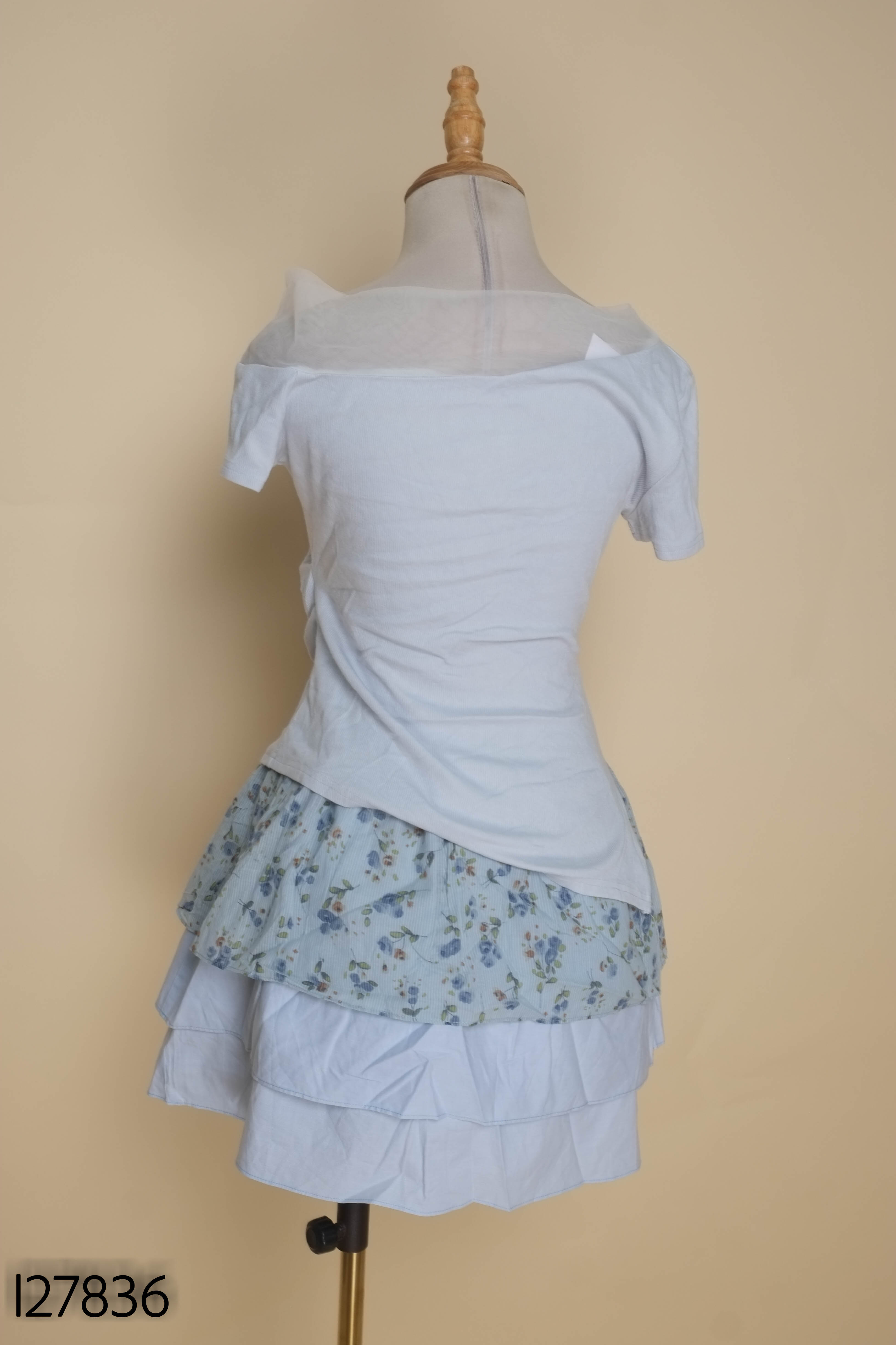 NEWTAG ROOKI GIRLS set xanh áo phối lưới+váy hoa