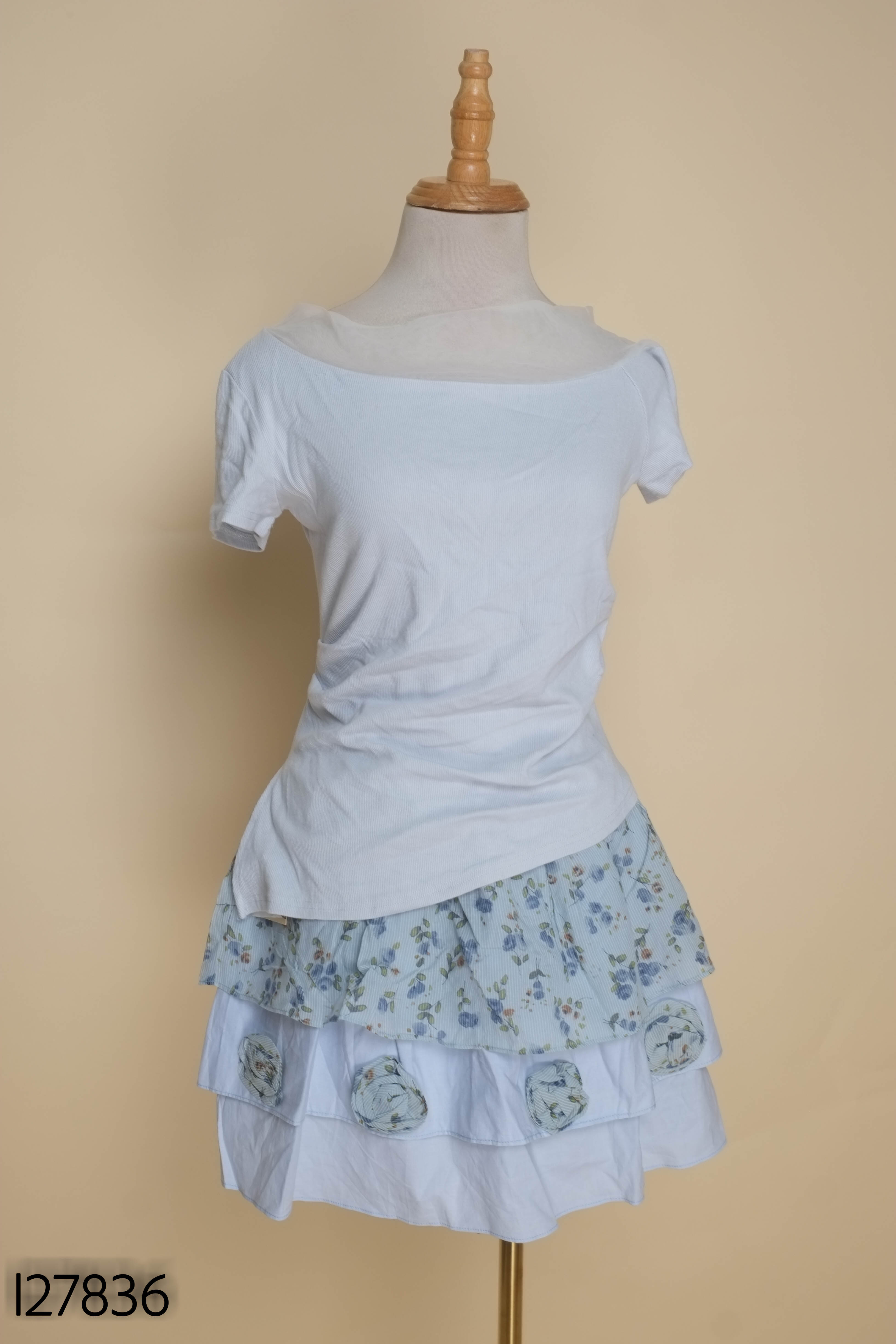 NEWTAG ROOKI GIRLS set xanh áo phối lưới+váy hoa