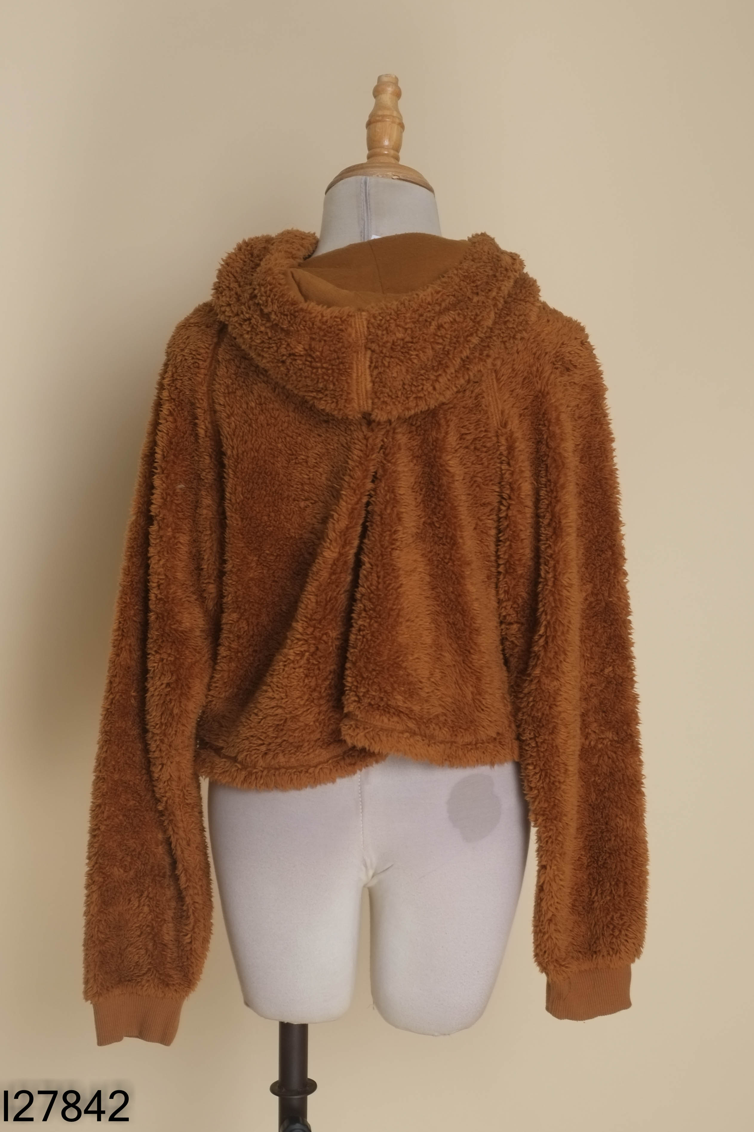 Áo lông nâu STRADIVARIUS tay dài có mũ