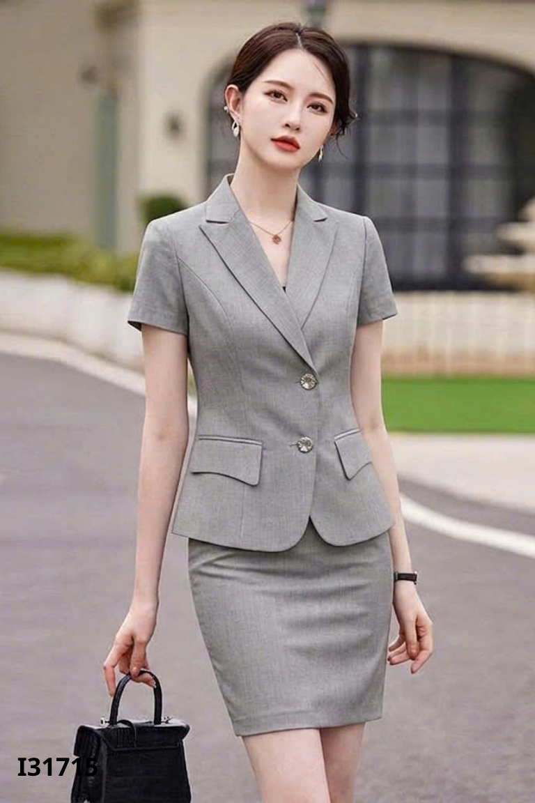 Set bộ vest nâu ngắn tay