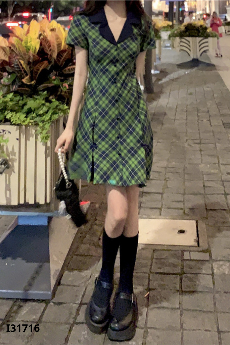 Váy xanh kẻ có cổ ADVOCACY