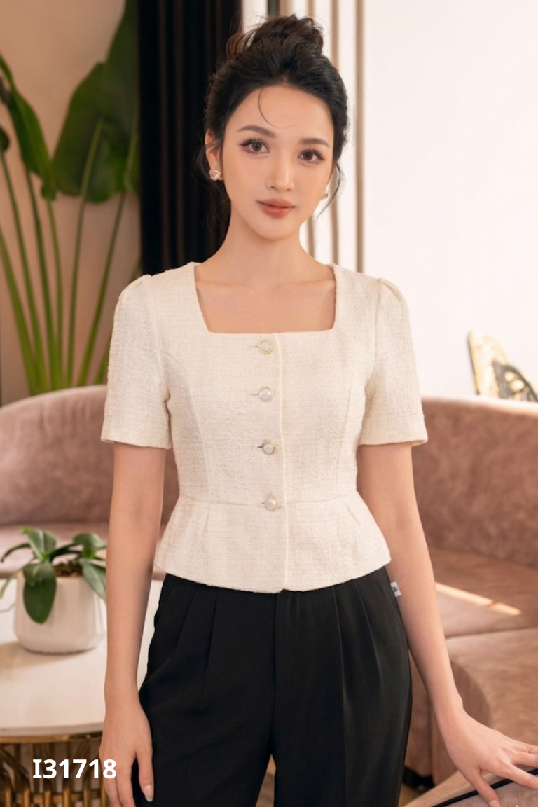 Áo dạ be ngắn tay MAISONDE ROEM