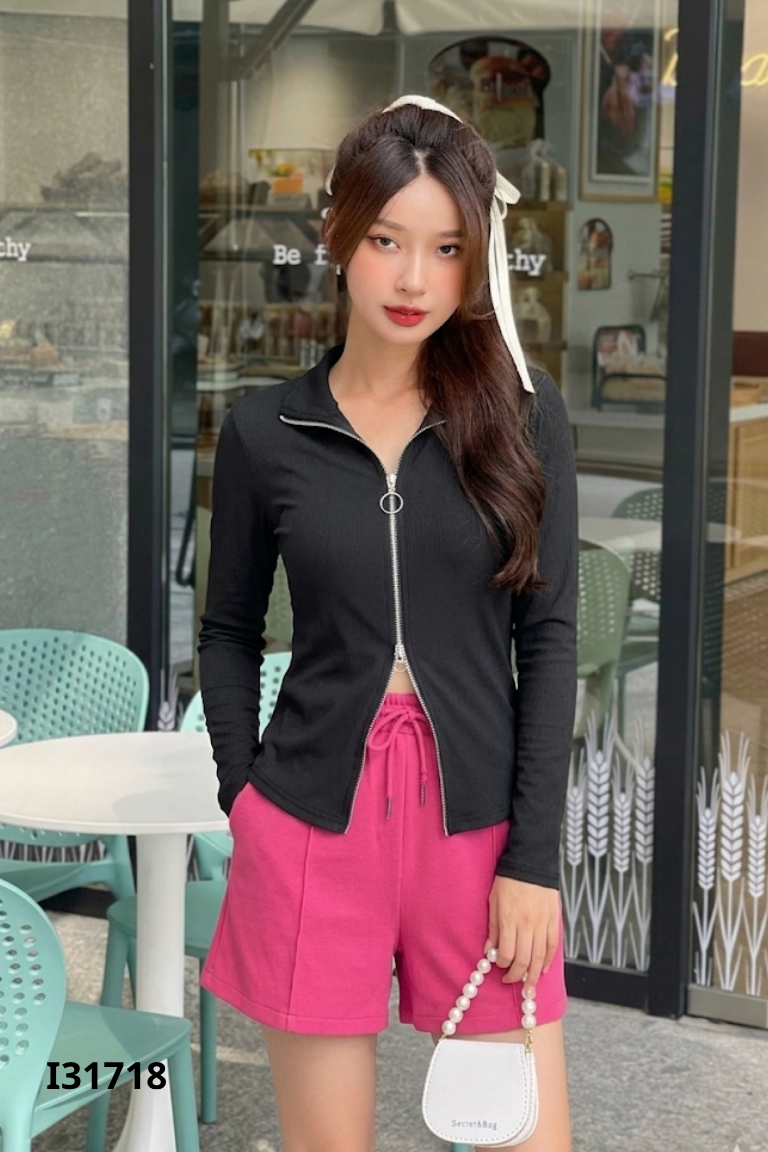 Set áo đen khóa+quần DE.LYS