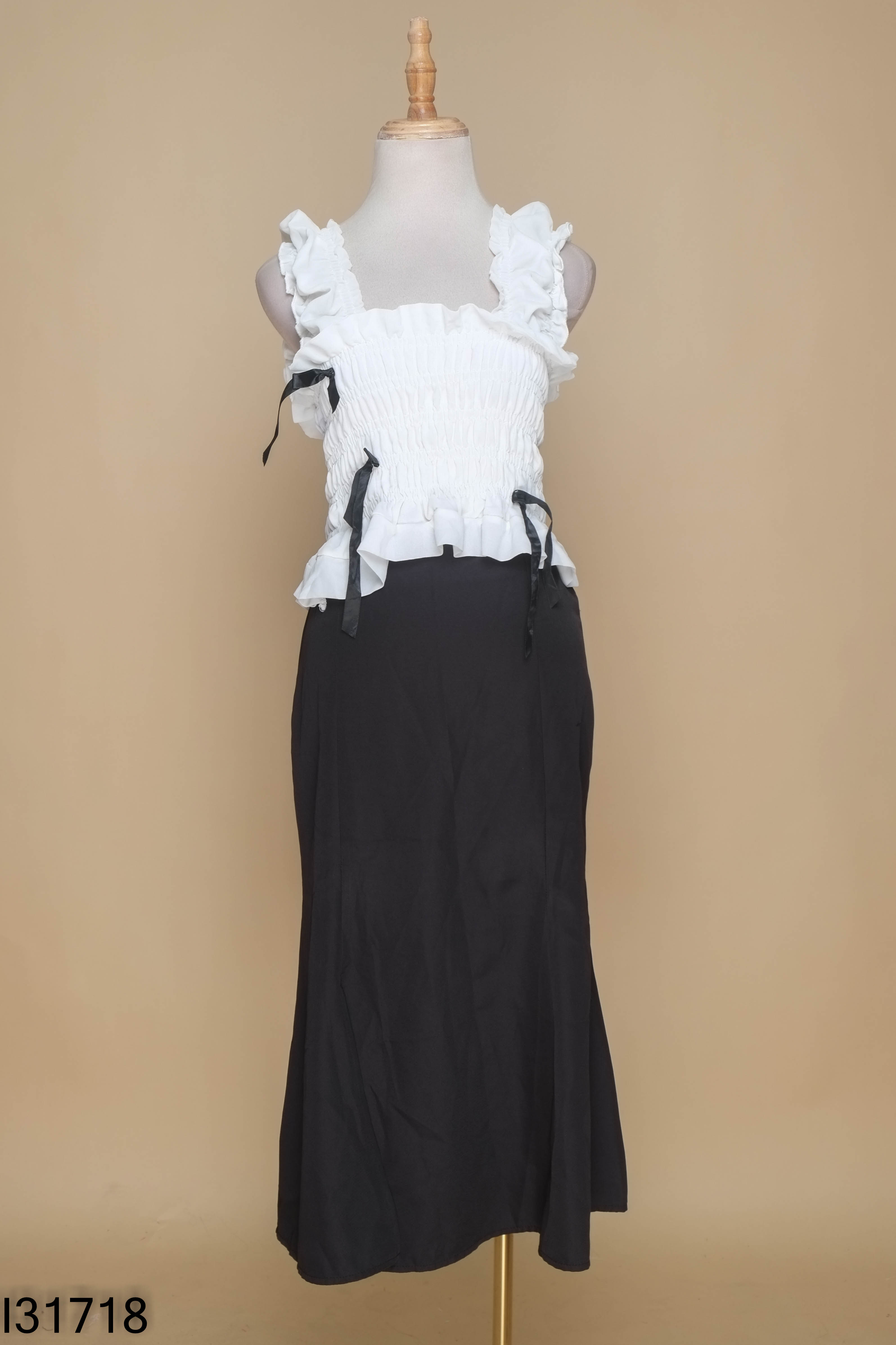Set áo trắng nhún+váy