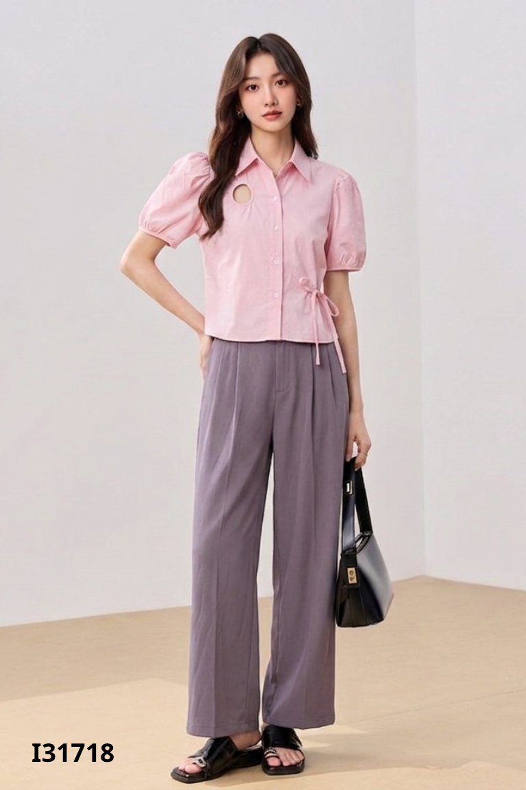 NEWTAG K.ER set hồng+quần suông