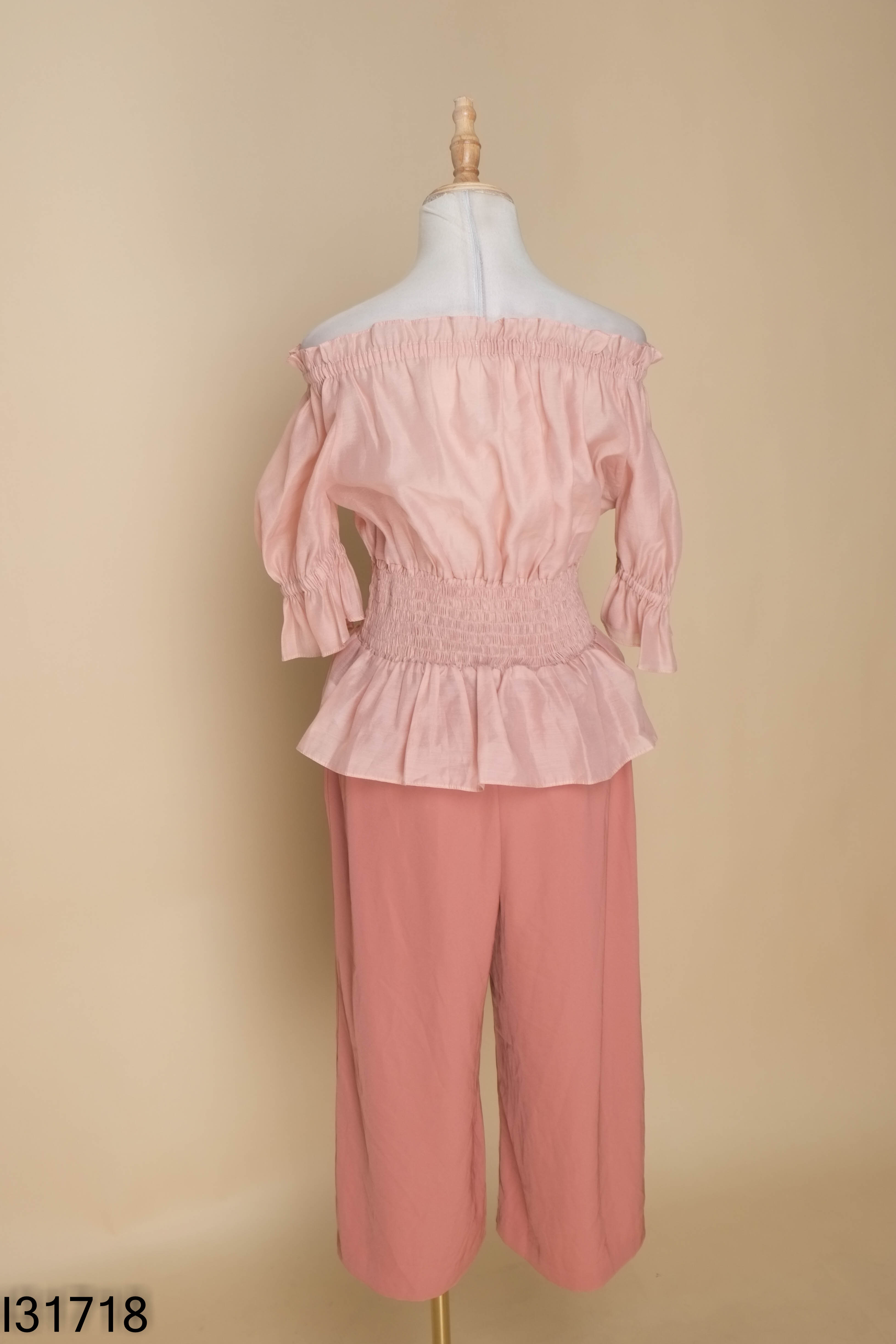Set hồng áo trễ vai+quần ELIISE
