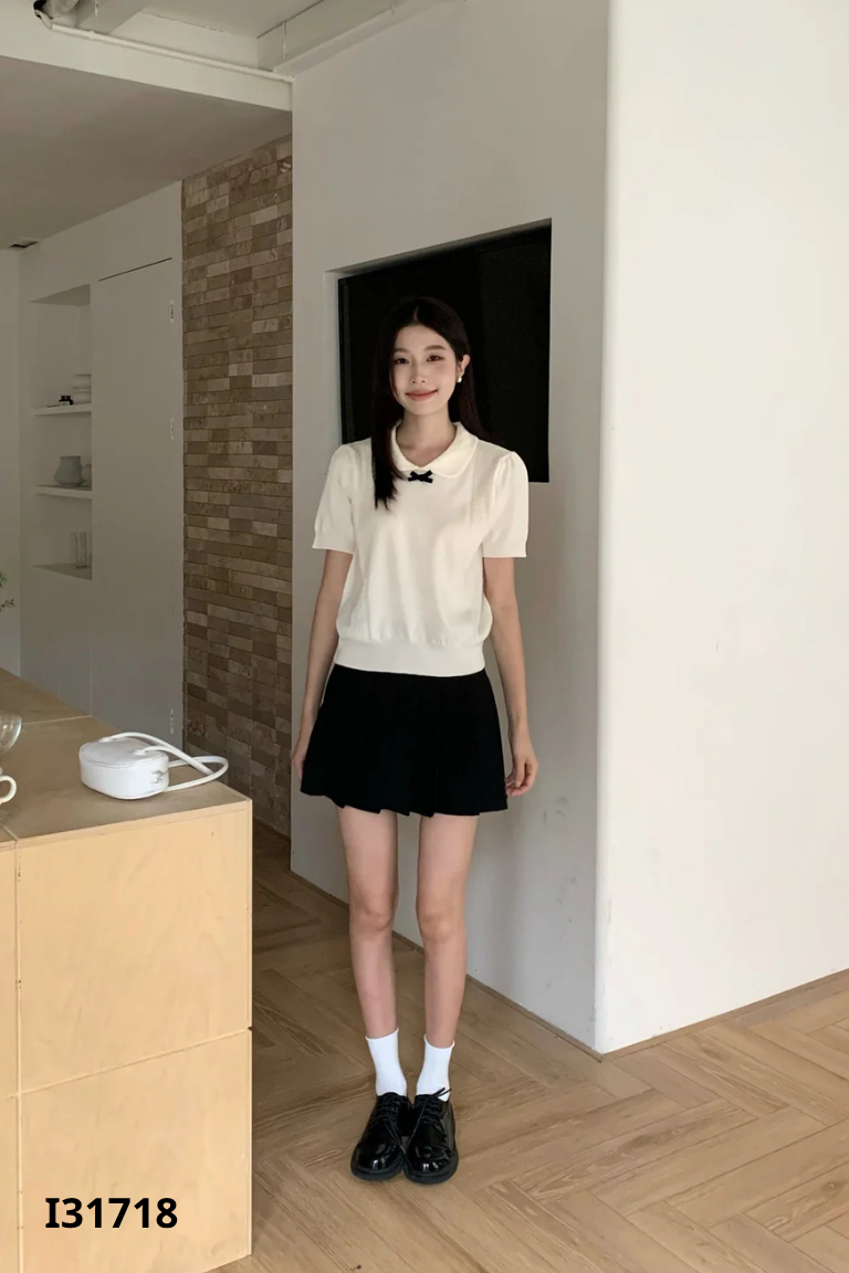 Set áo len be+váy nhung