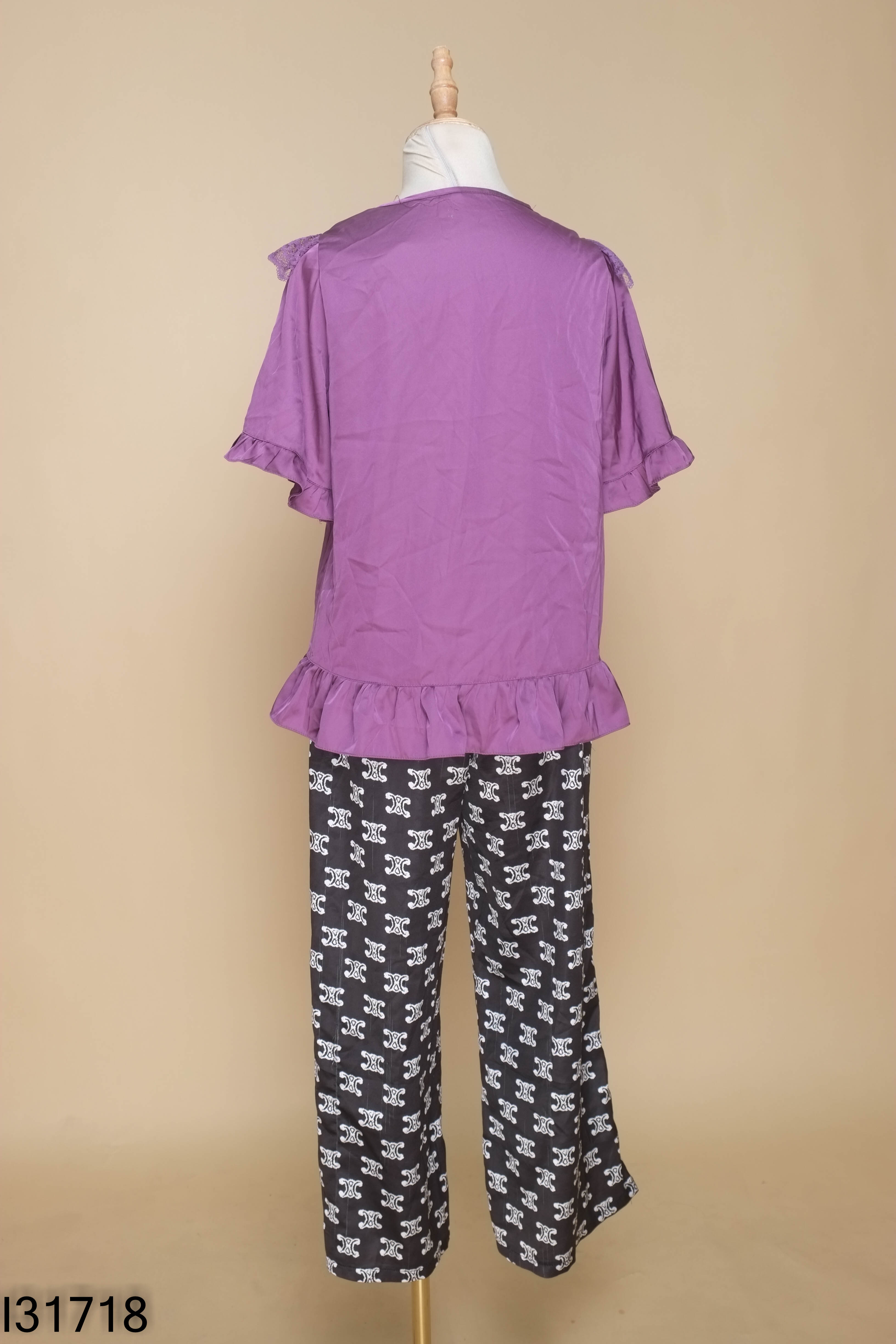 Set tím cổ ren+quần
