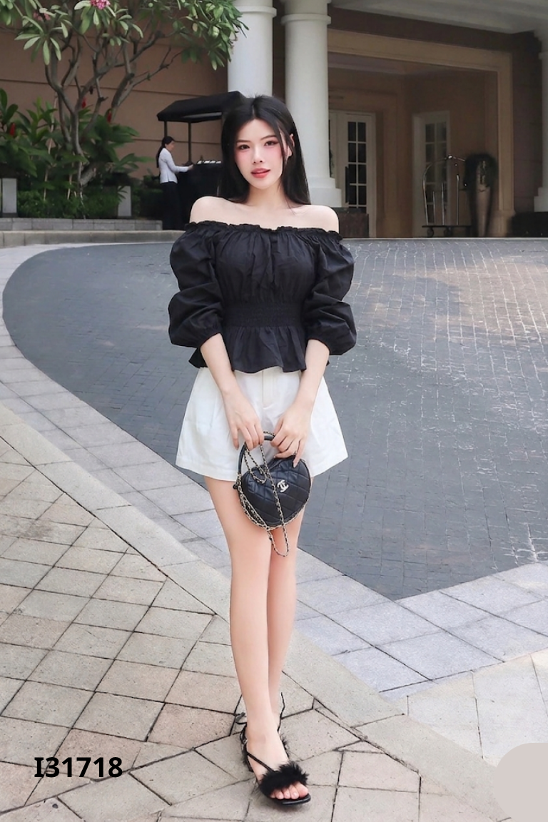 NEWTAG NEWREI set trễ vai đen+quần