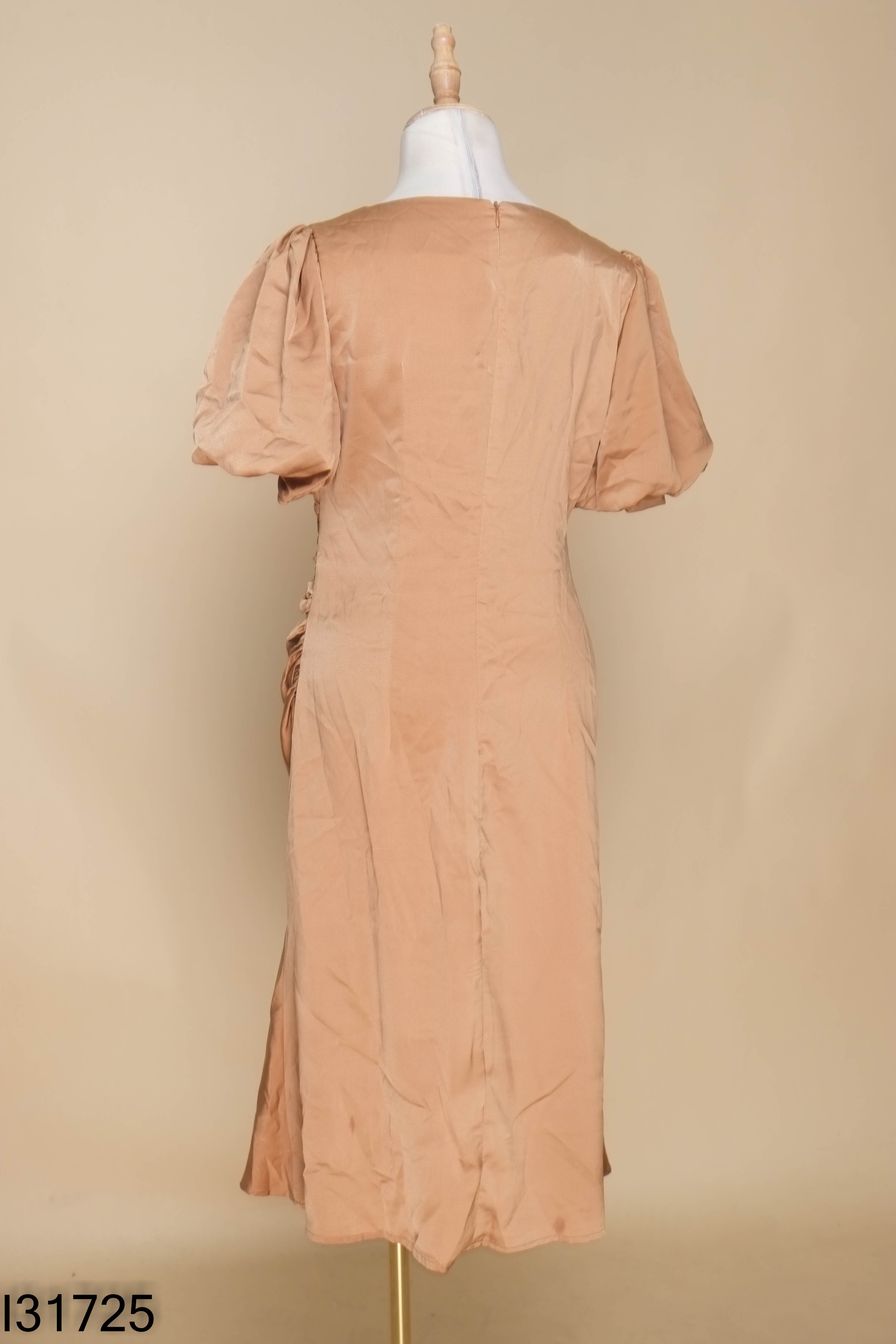 Váy lụa nâu TH FASHION tay bồng
