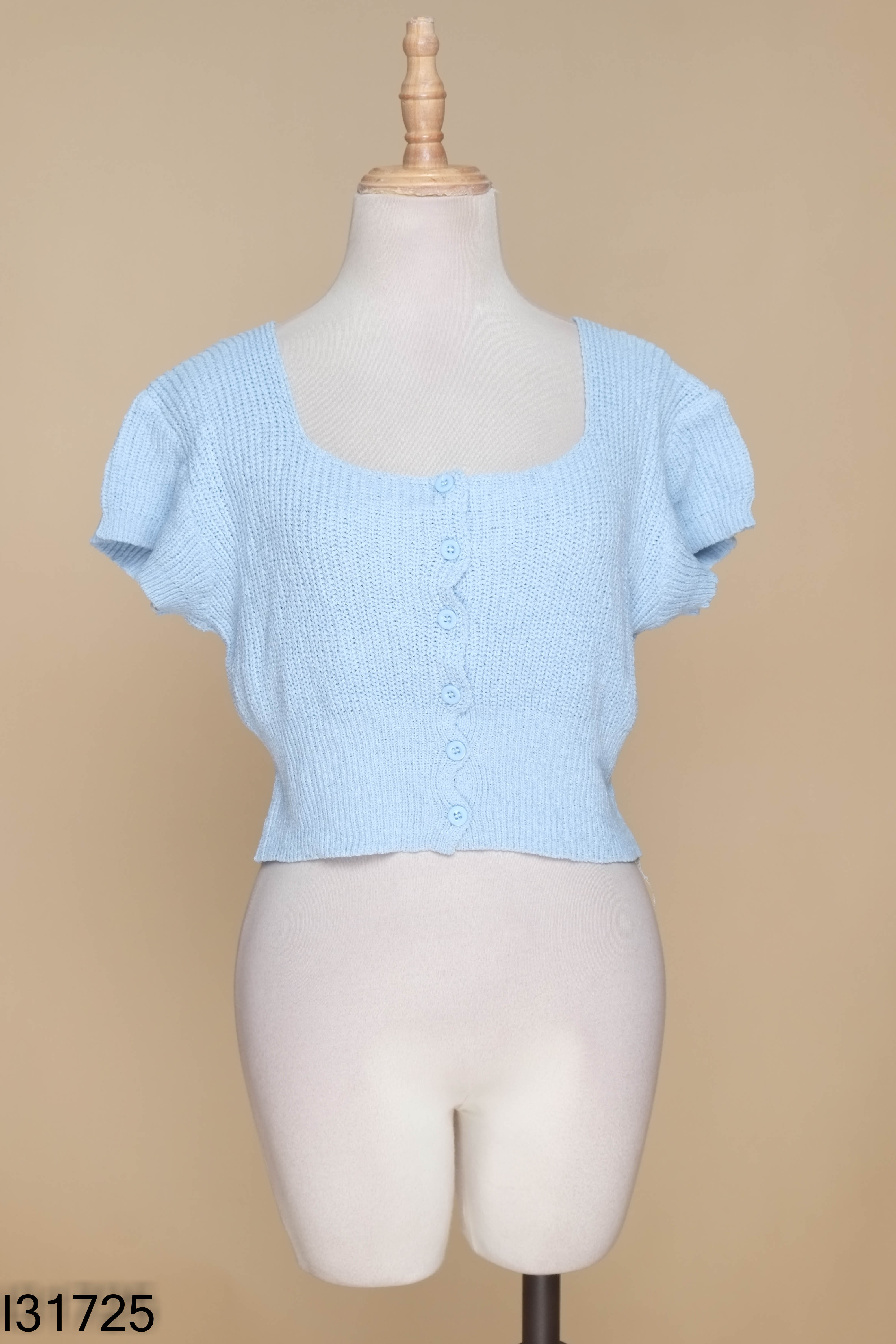 Áo crotop xanh cổ tròn
