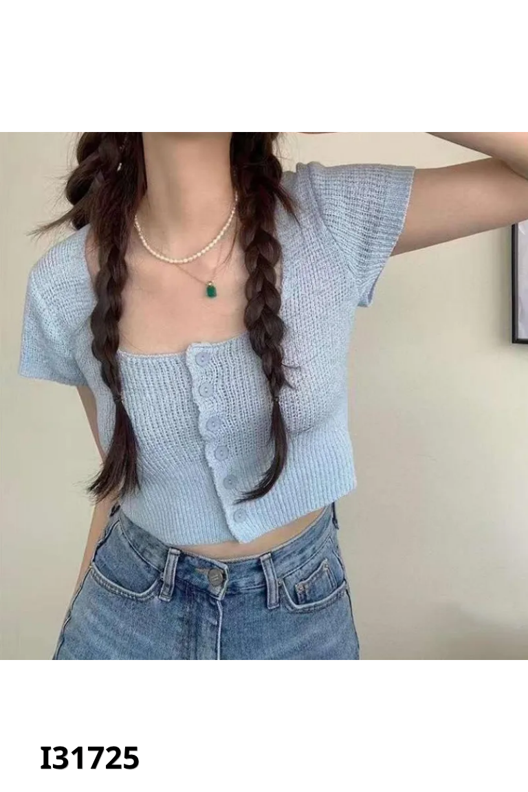 Áo crotop xanh cổ tròn