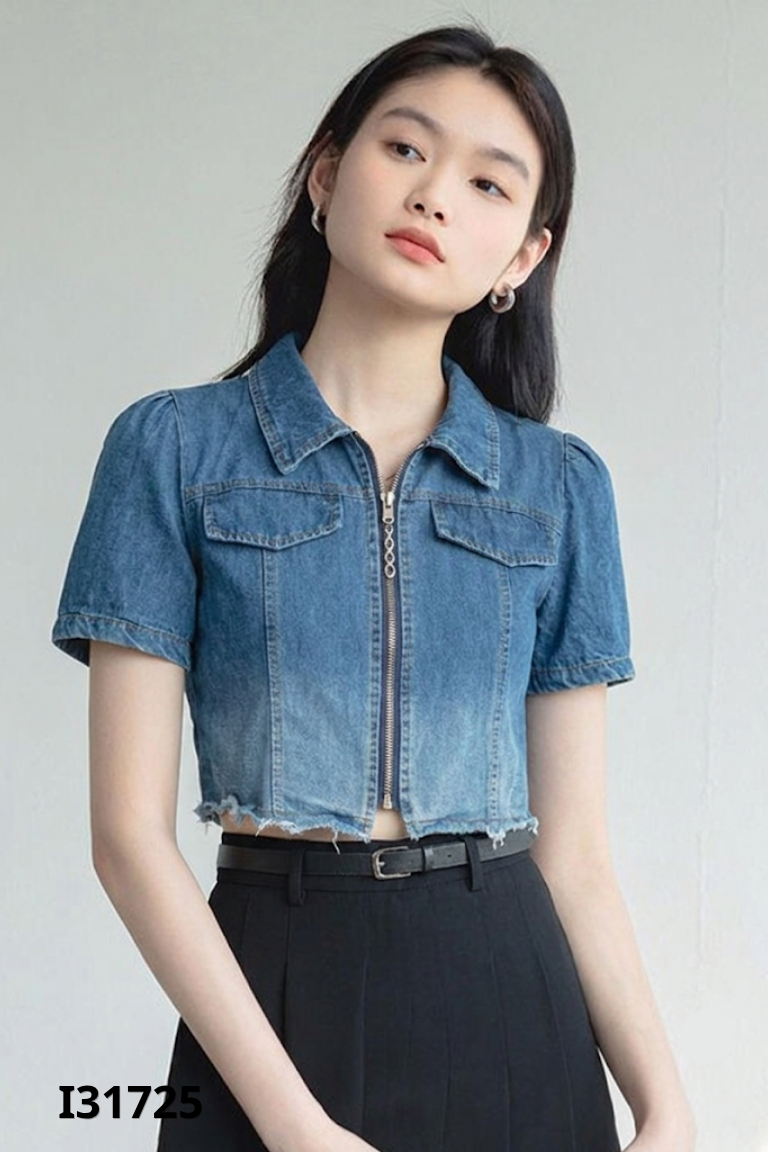 Áo jeans xanh MYAN ngắn tay