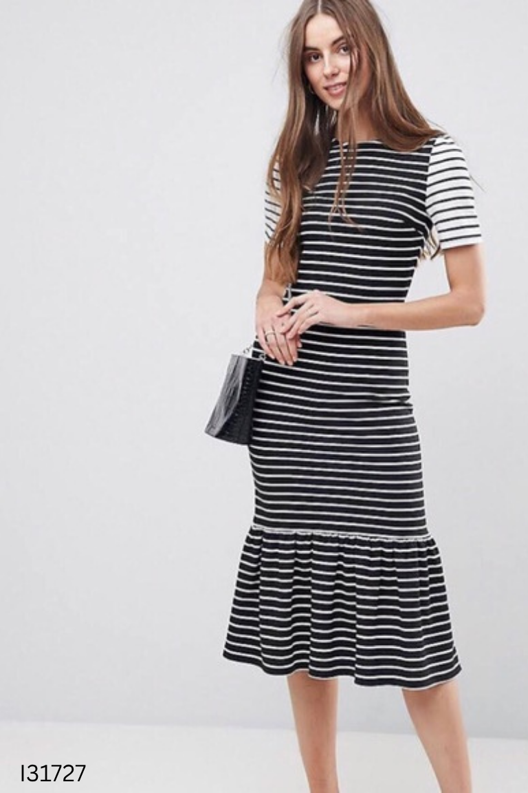 NEWTAG ASOS váy dài đen kẻ