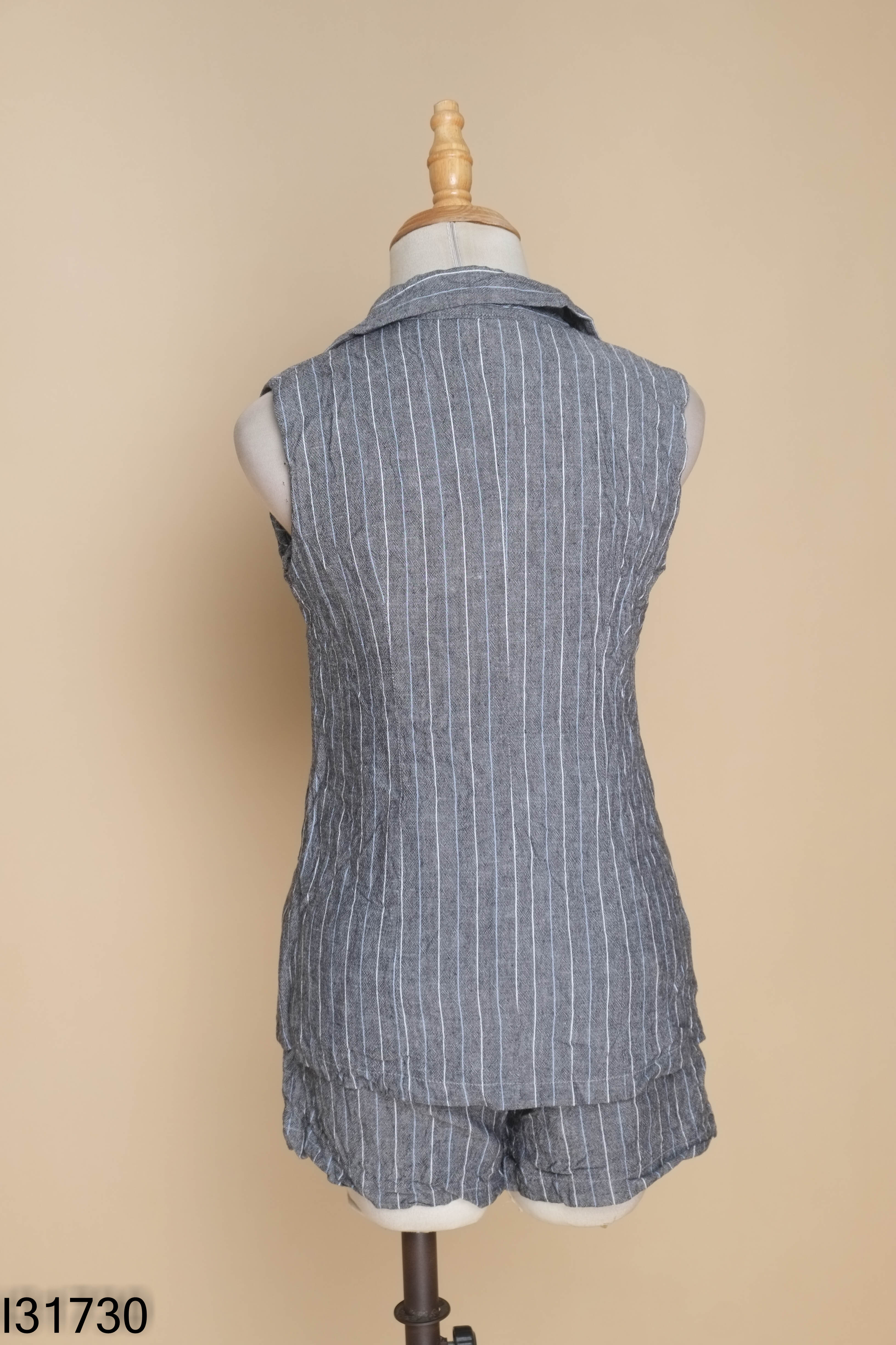 SET áo xám kẻ cổ vest+ quần