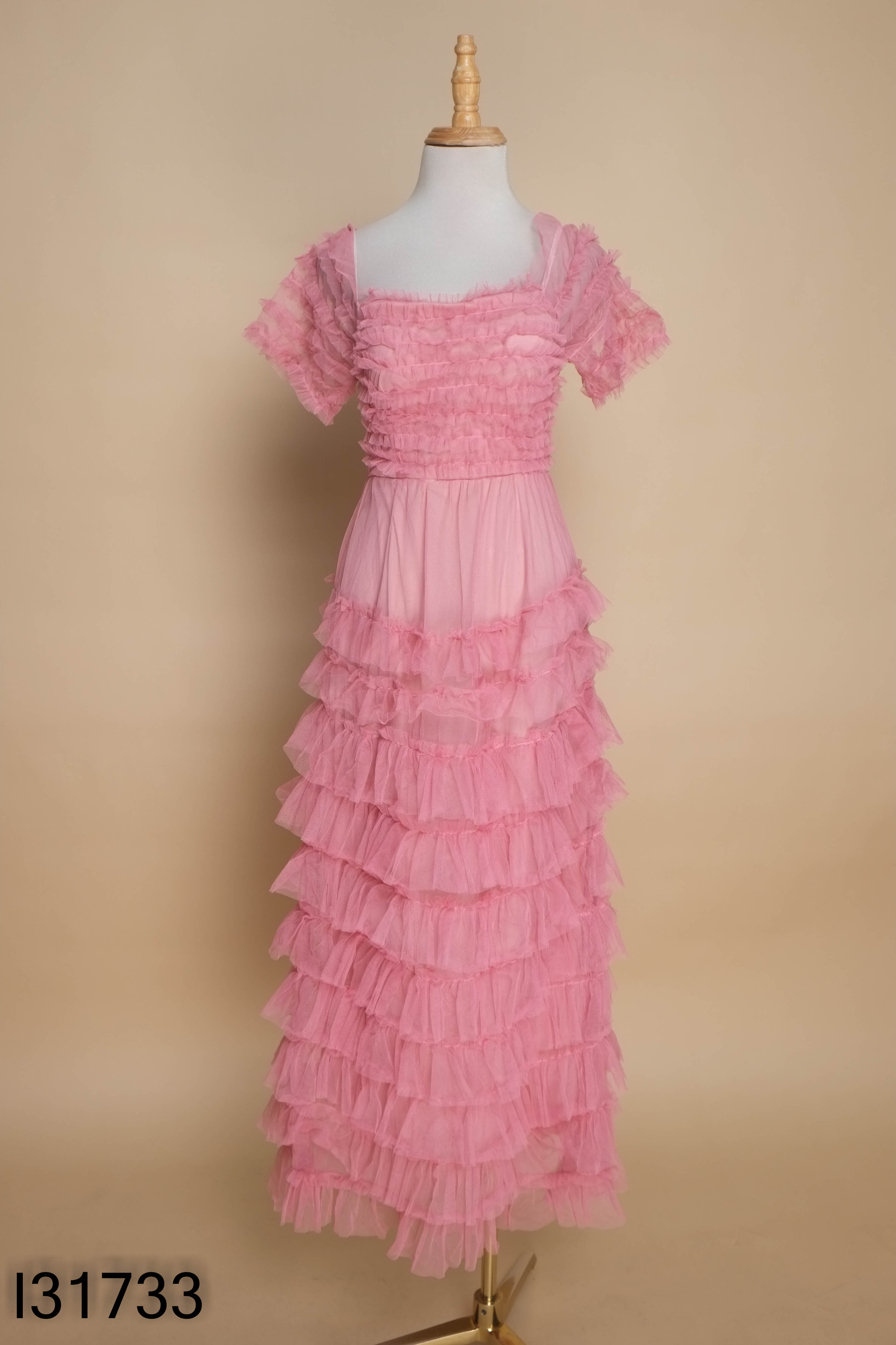 Váy hồng lưới dài NEW FASH