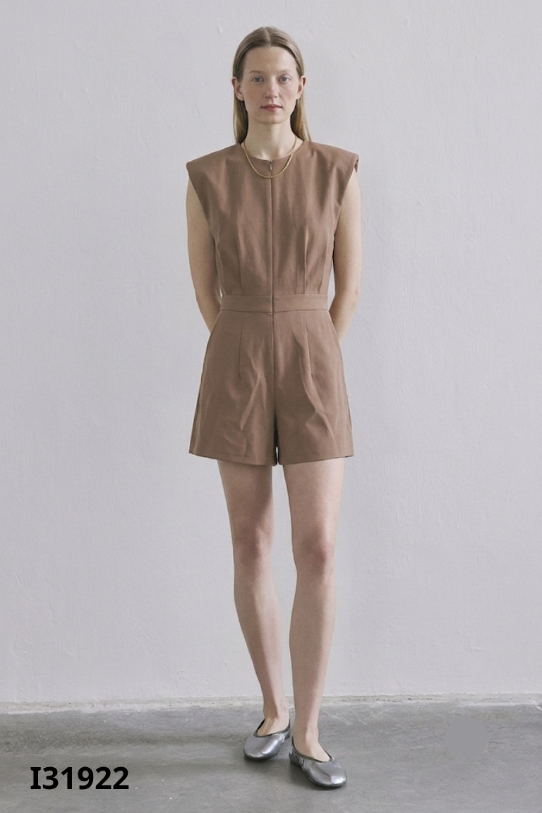 Set áo hai dây + jumpsuit nâu