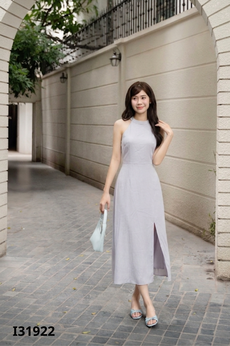 Váy JM xám cổ yếm