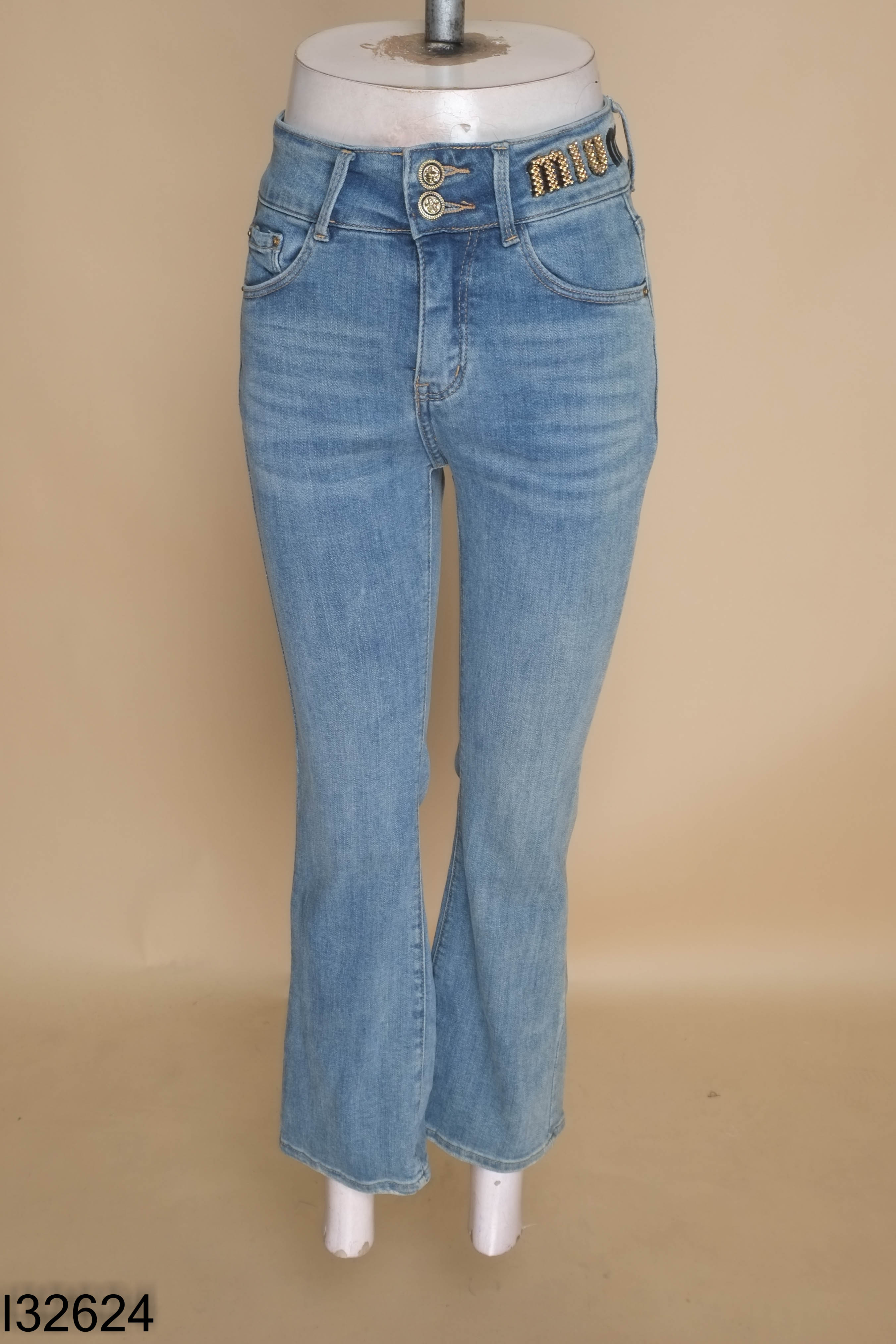 NEWTAG quần jeans dài xanh