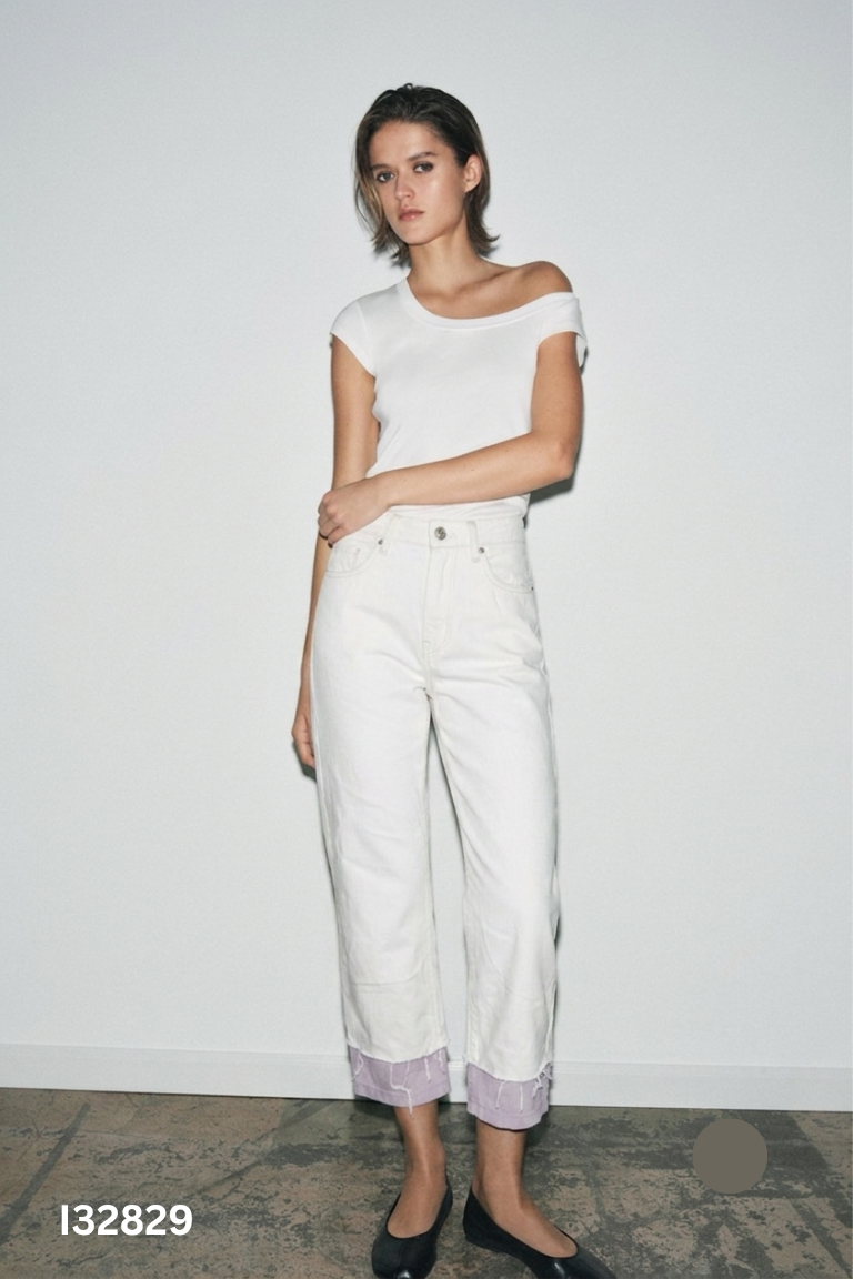 Quần ZARA jeans be phối xám