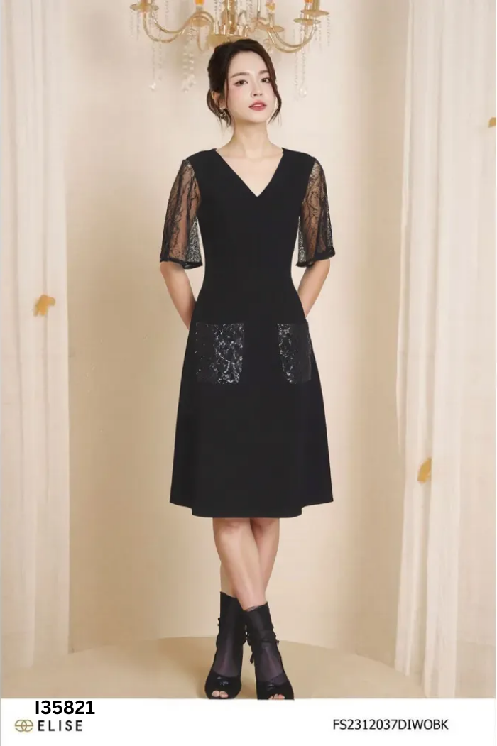 Váy ELISE đen đính hạt lấp lánh