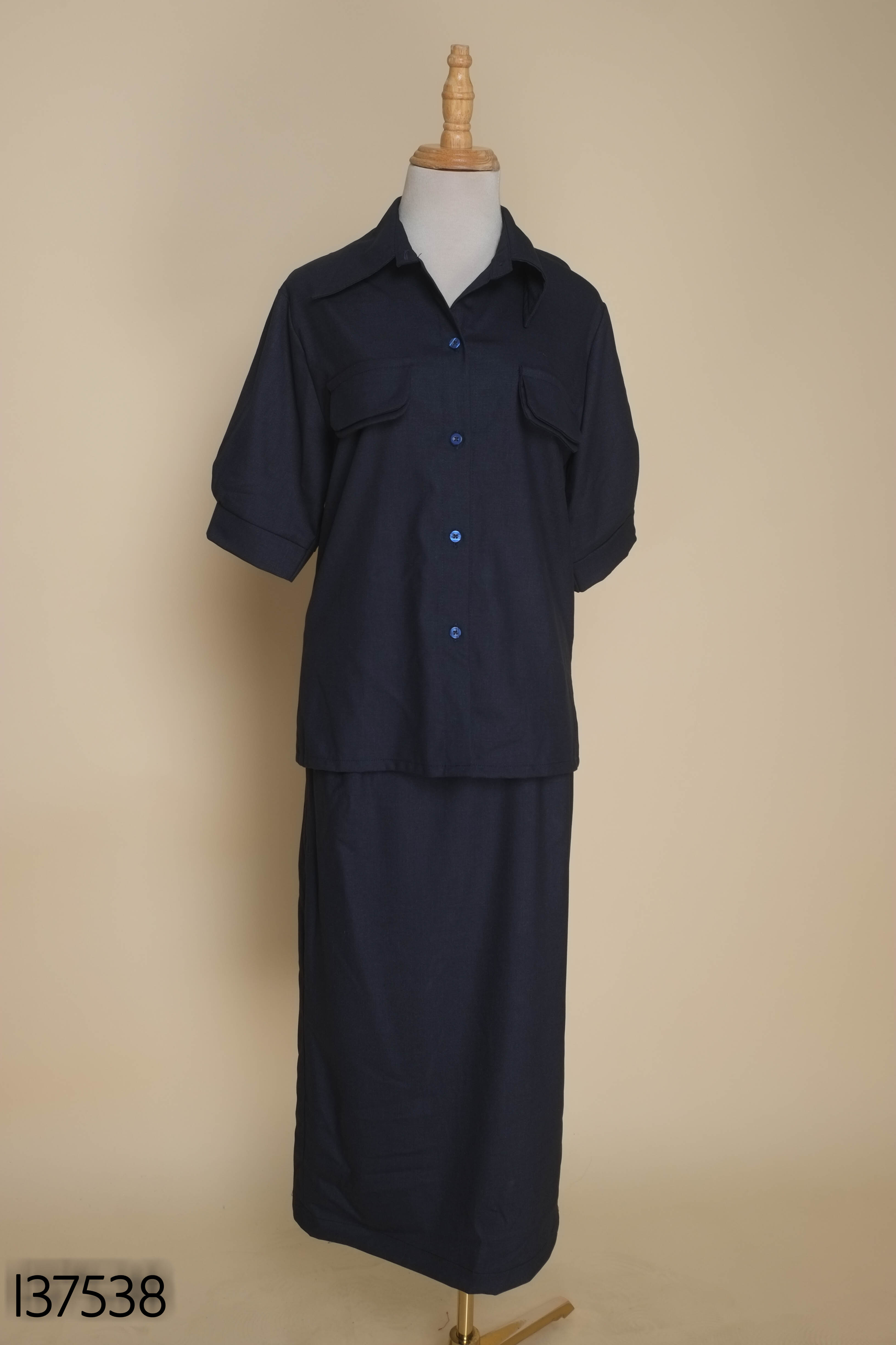 Set BEE WOOD COSTUME áo sơ mi + chân váy xanh than