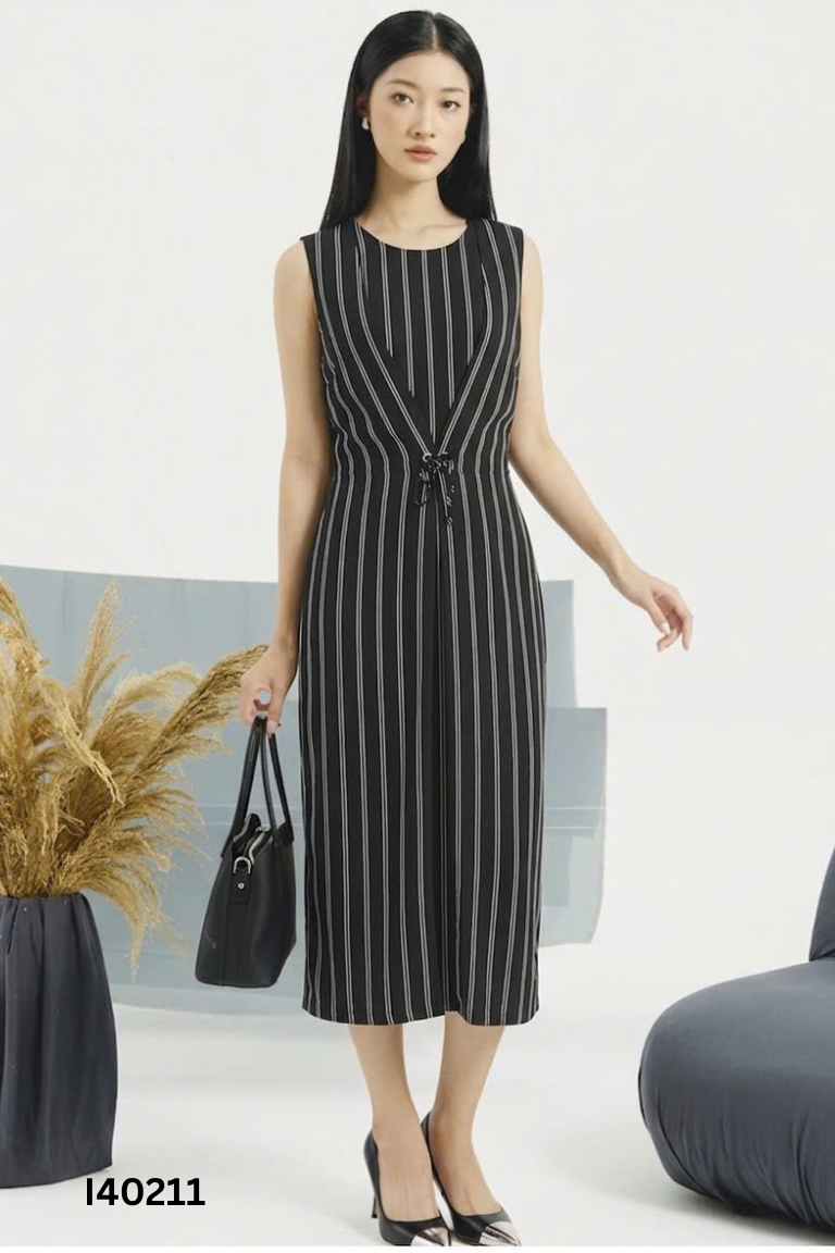 Jumpsuits quần LAMER đen kẻ sọc trắng