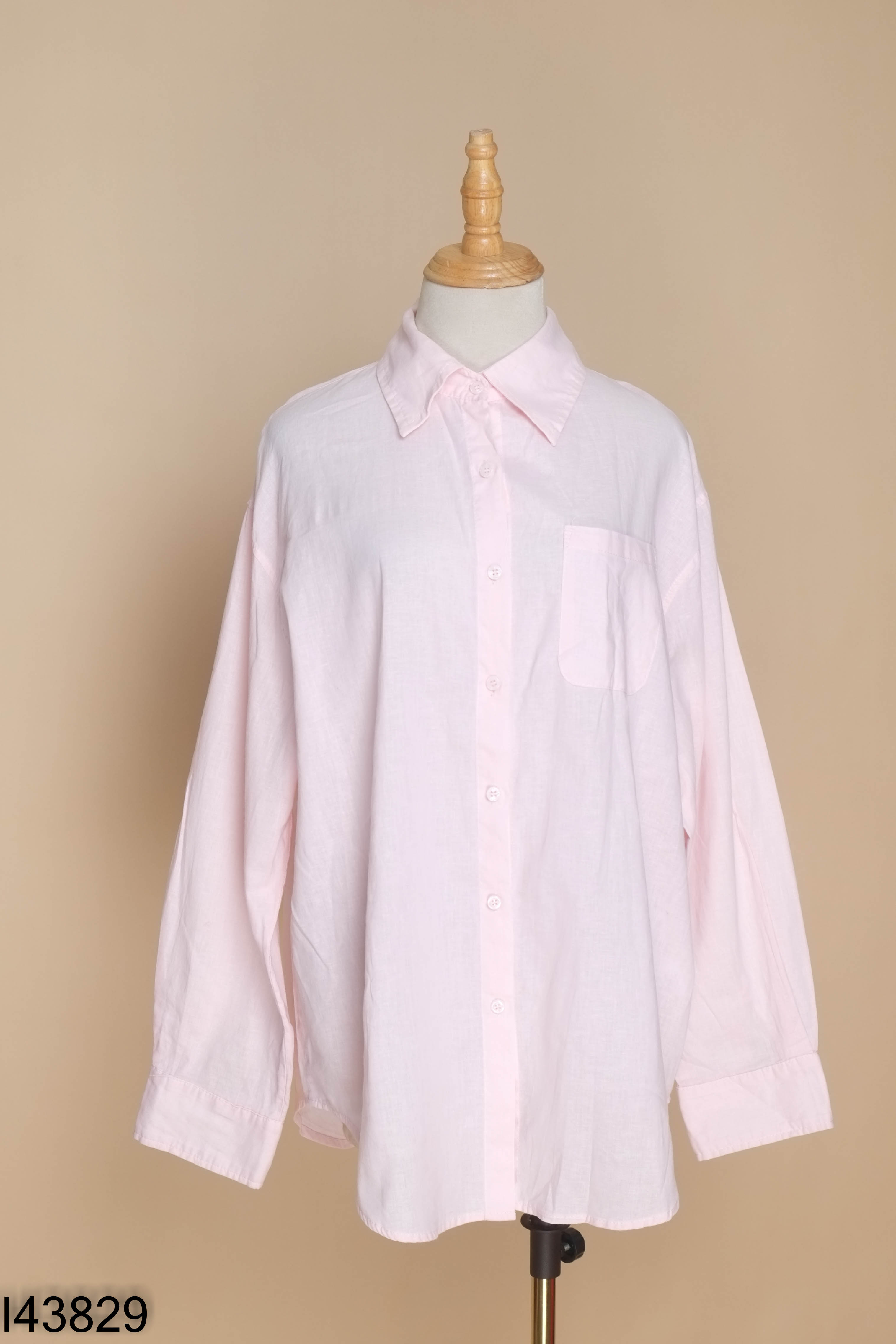 Áo sơ mi linen hồng nhạt