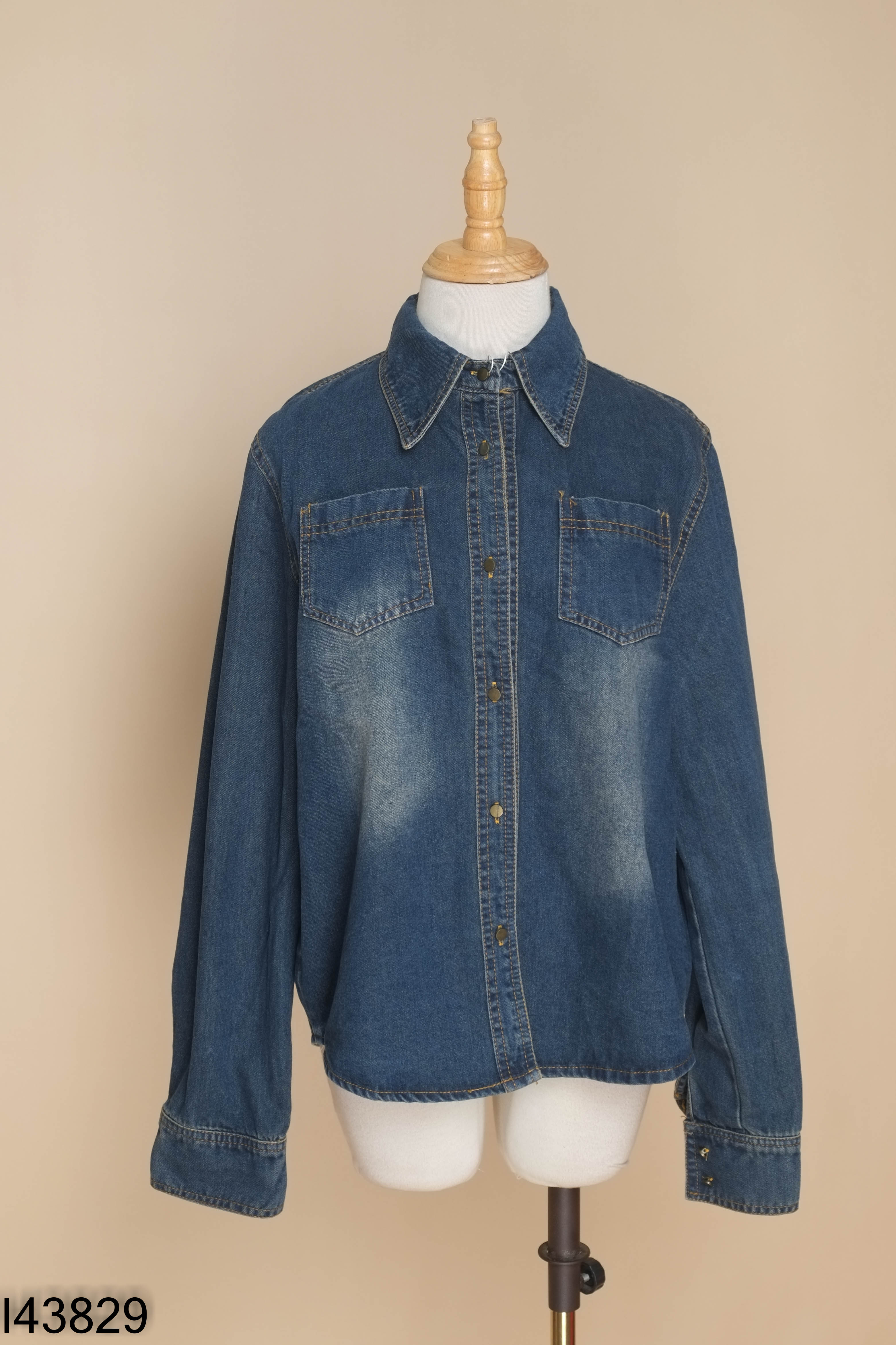 NEWTAG Áo sơ mi jeans xanh