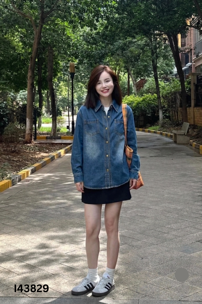 NEWTAG Áo sơ mi jeans xanh