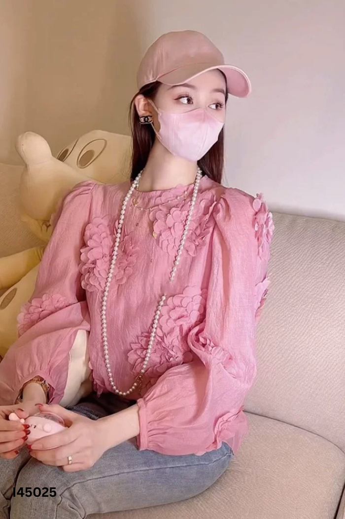 Áo tơ tím phối hoa