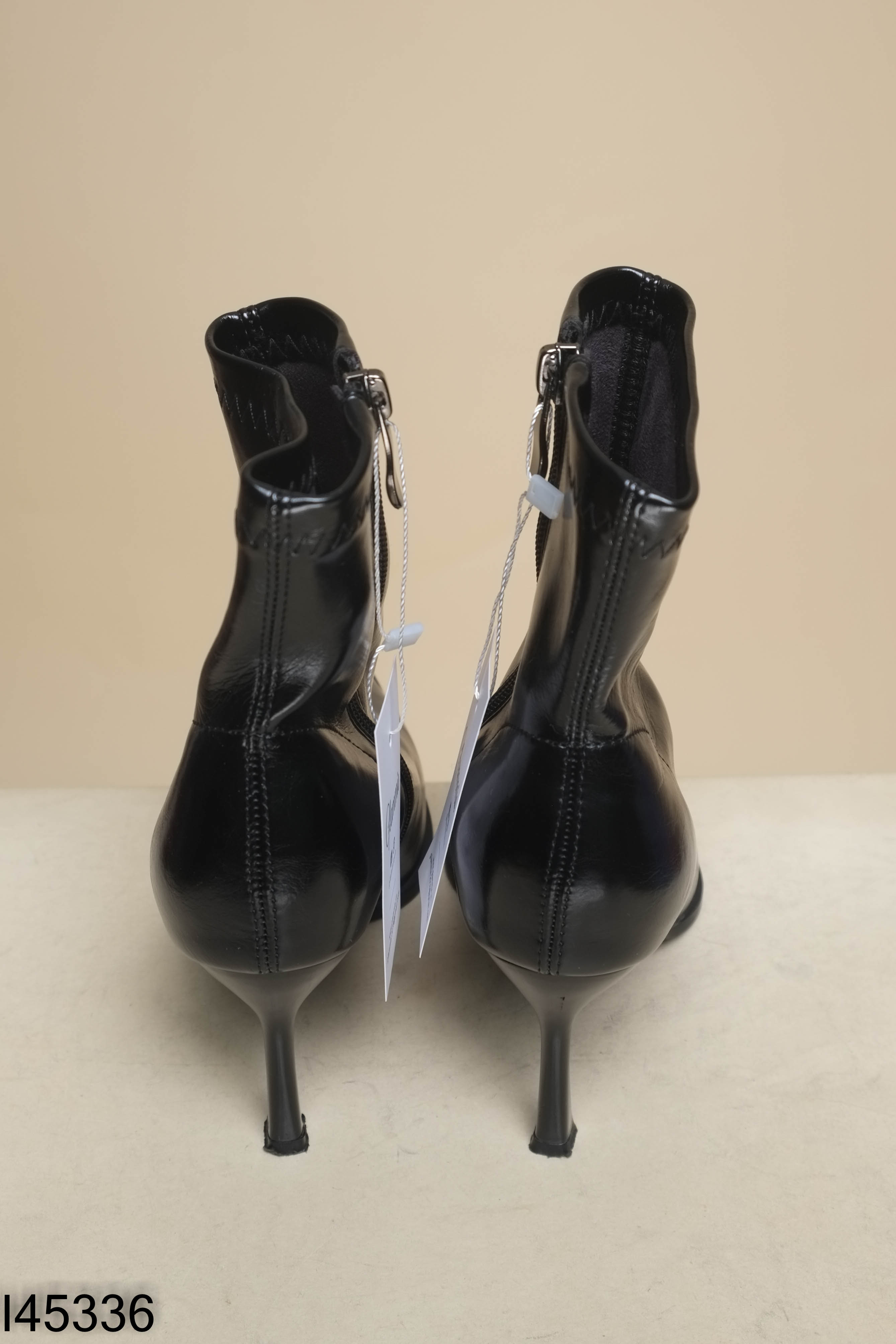 Boots cao gót da đen trơn
