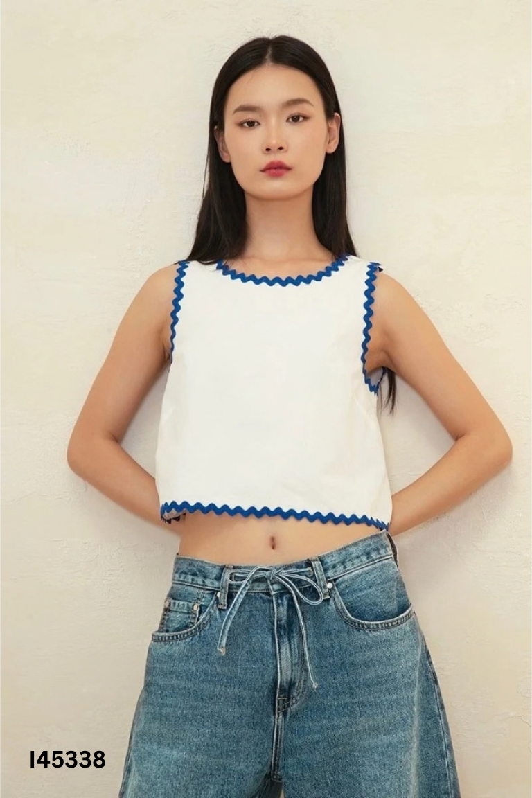Áo THE BLUE T-SHIRT trắng viền xah