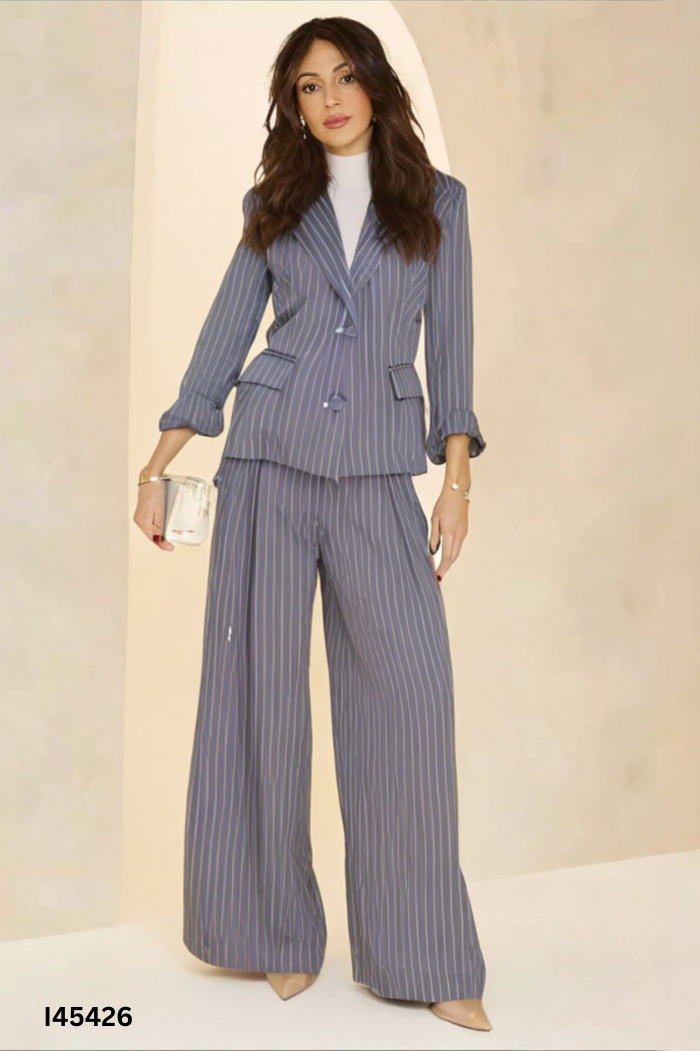 NEWTAG Set Áo blazer ECLIPSE xám sọc + quần dài