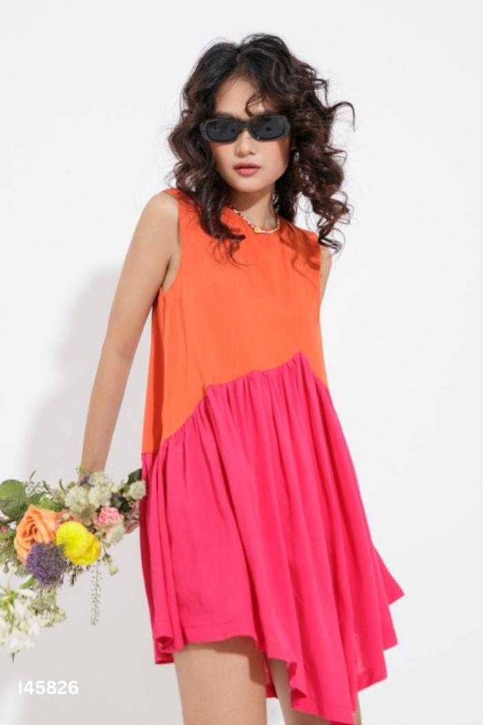 Váy đũi cam FABRIC HOLIC phối hồng