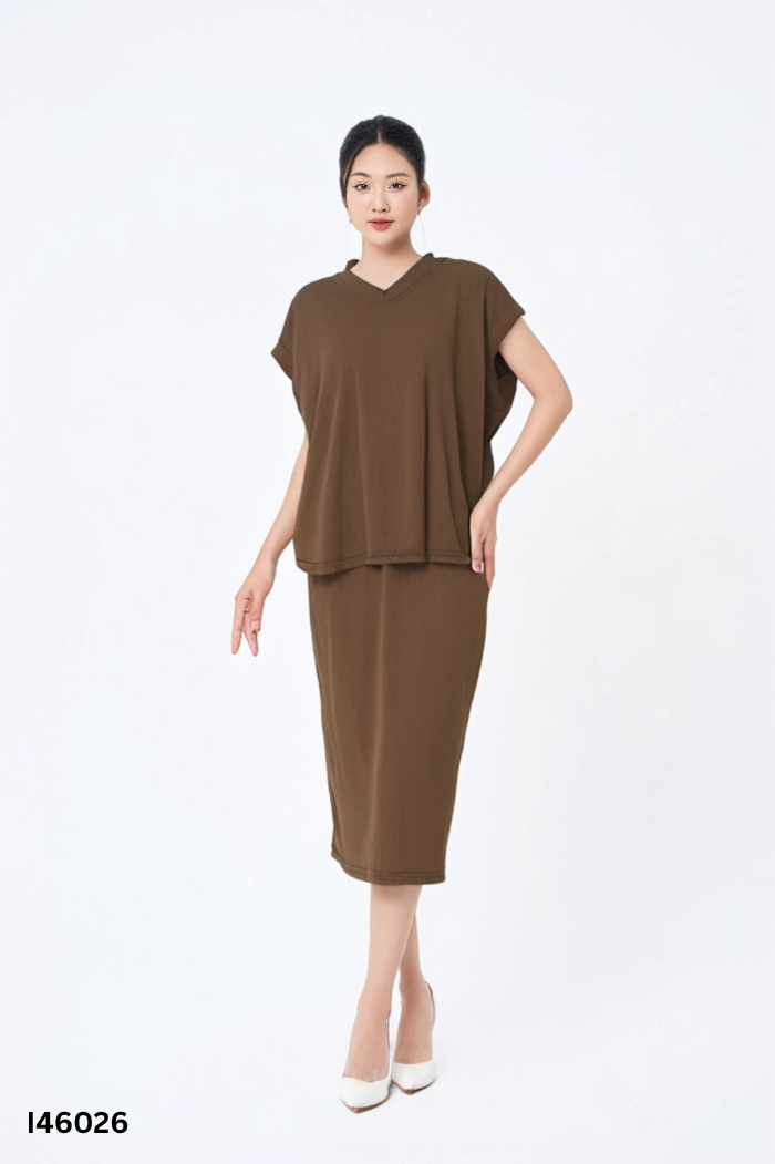SET Áo nâu trơn + chân váy