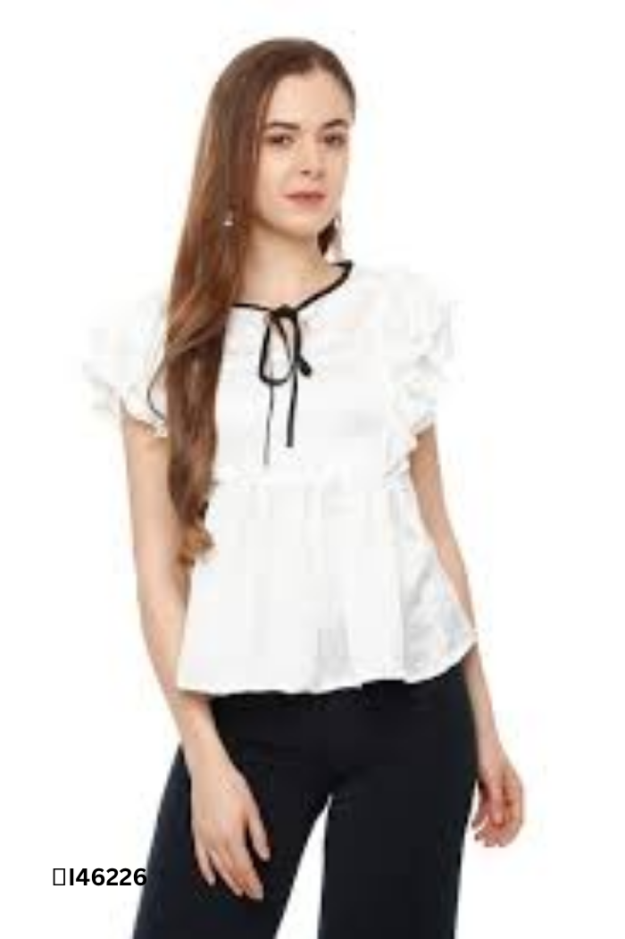 Áo đũi trắng ZARA bèo viền đen