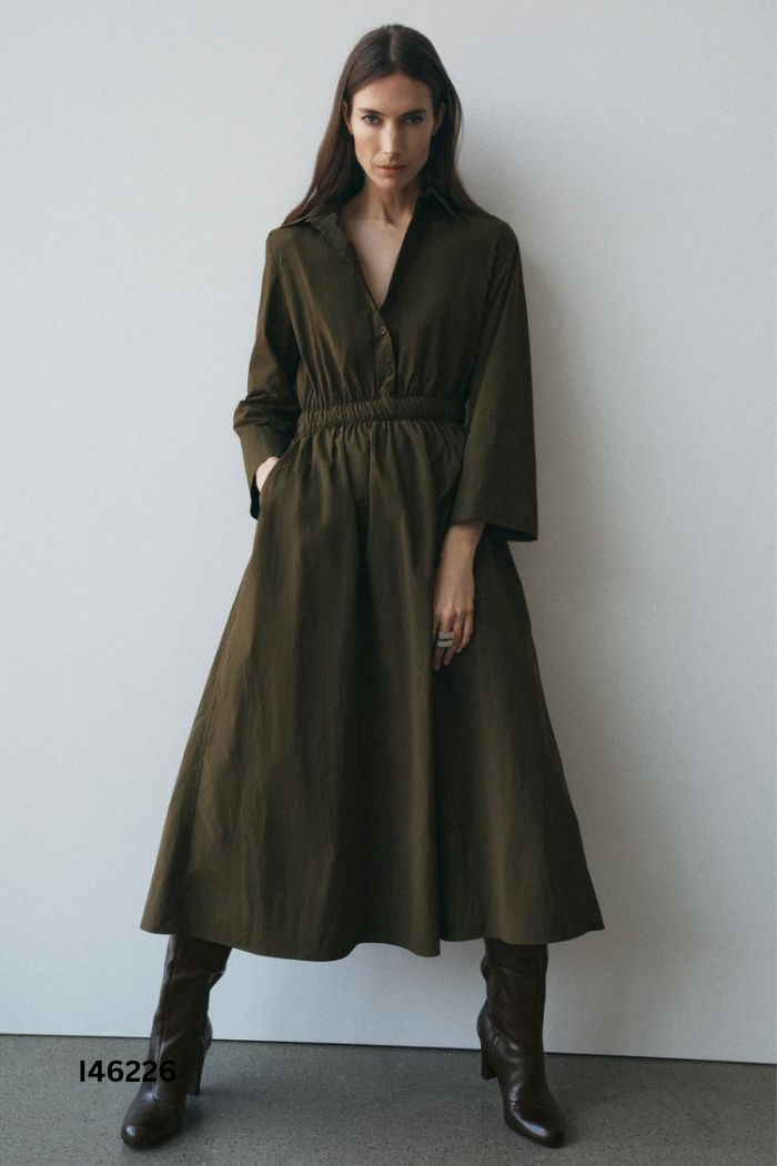 Váy dù đen ZARA cổ sơ mi