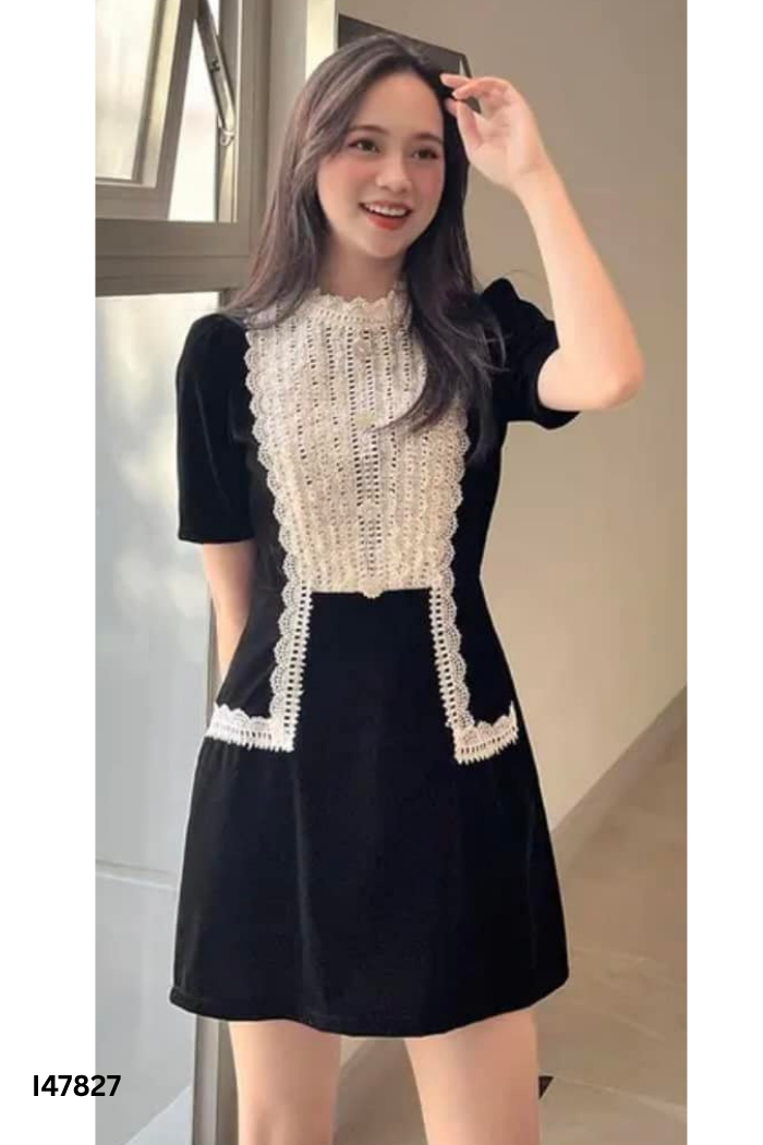 Váy đen RICCI phối ren be